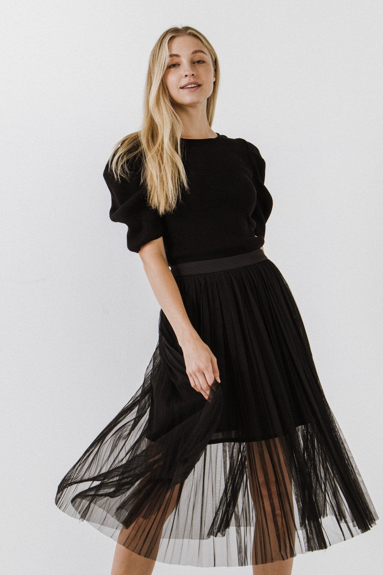 ENGLISH FACTORY - Puff Short Sleeve Sweater - SWEATERS & KNITS available at Objectrare