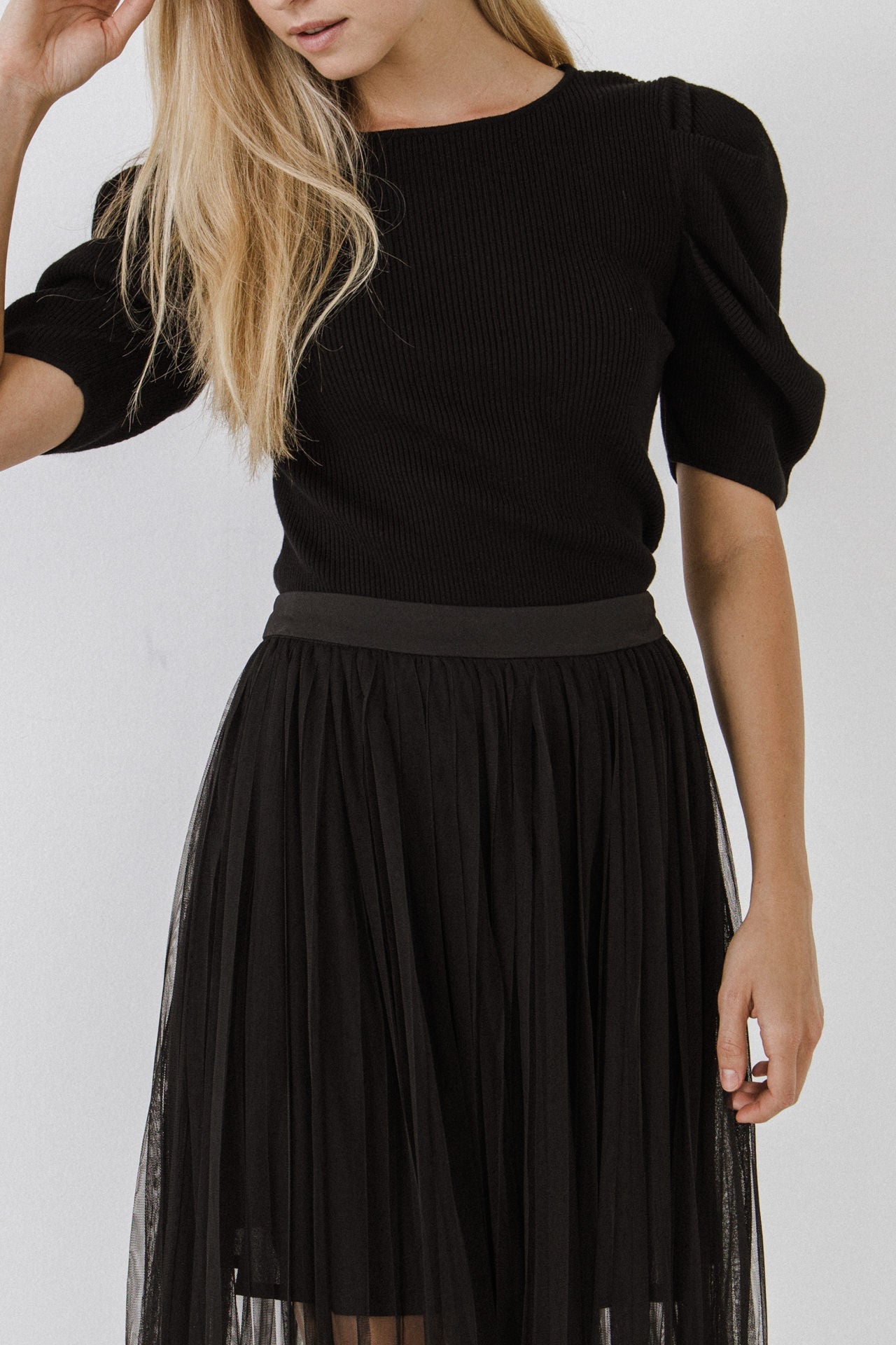 ENGLISH FACTORY - Puff Short Sleeve Sweater - SWEATERS & KNITS available at Objectrare