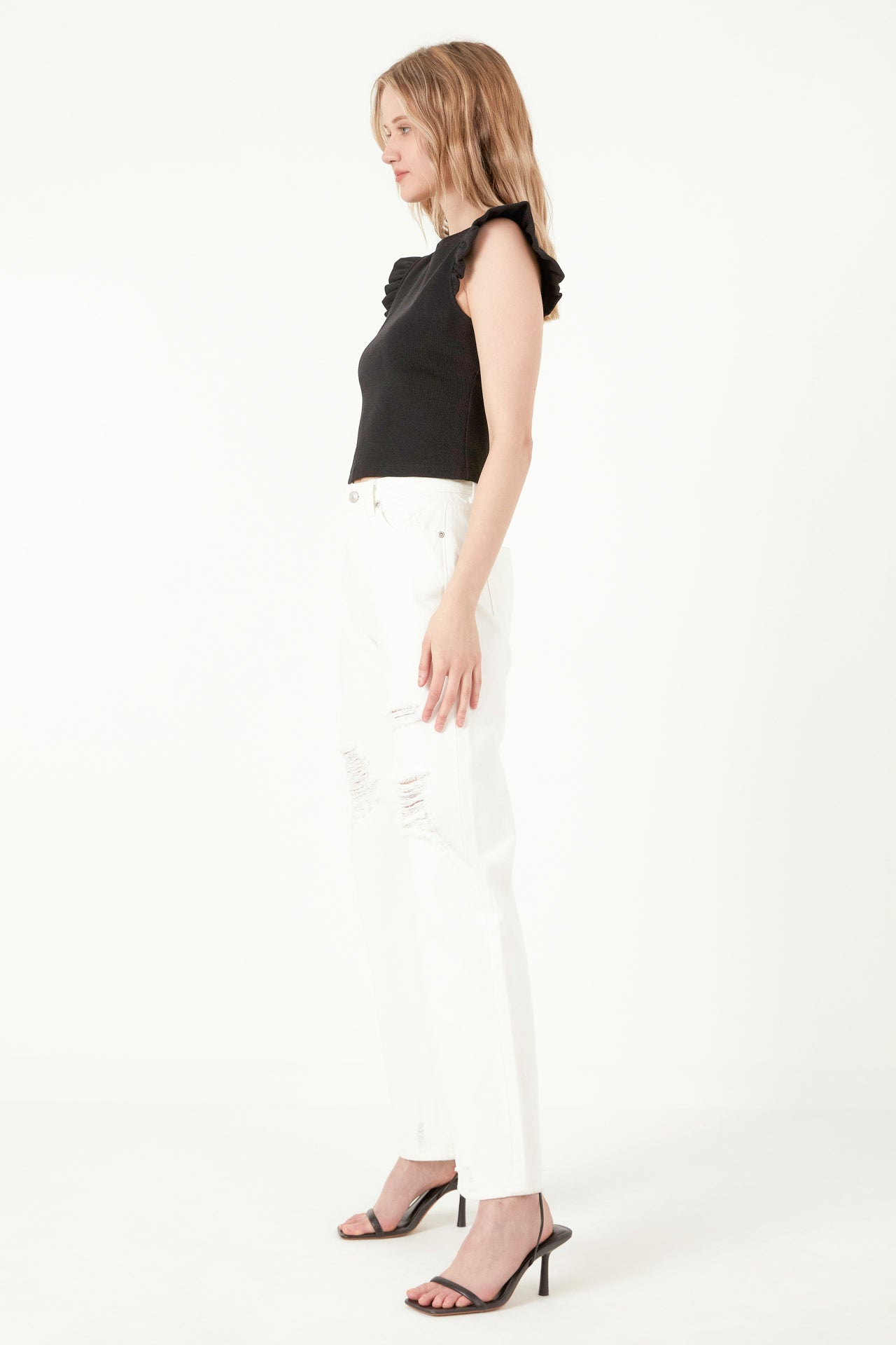 FREE THE ROSES - Ruffle Detail Knit Top - TOPS available at Objectrare