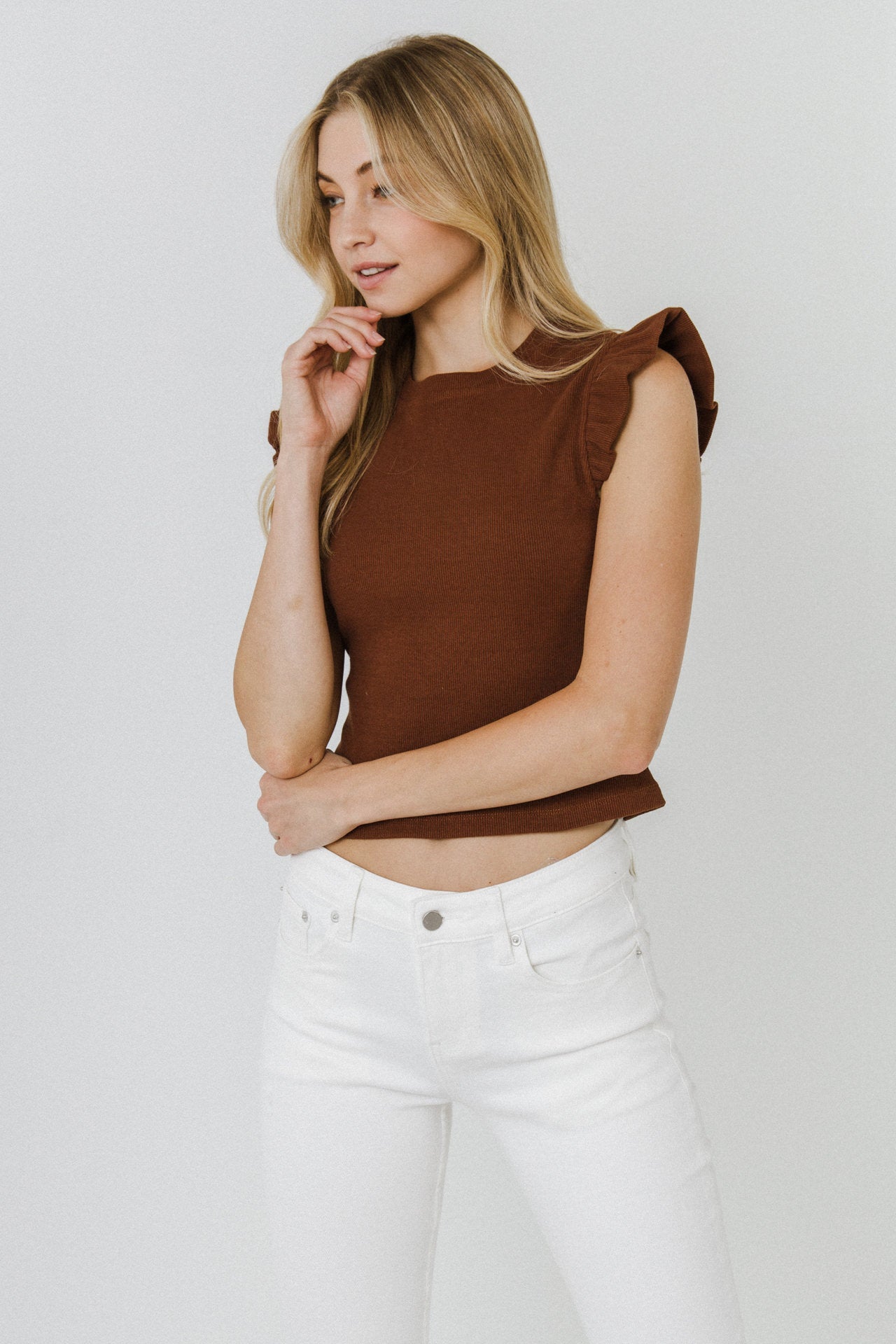 FREE THE ROSES - Ruffle Detail Knit Top - TOPS available at Objectrare