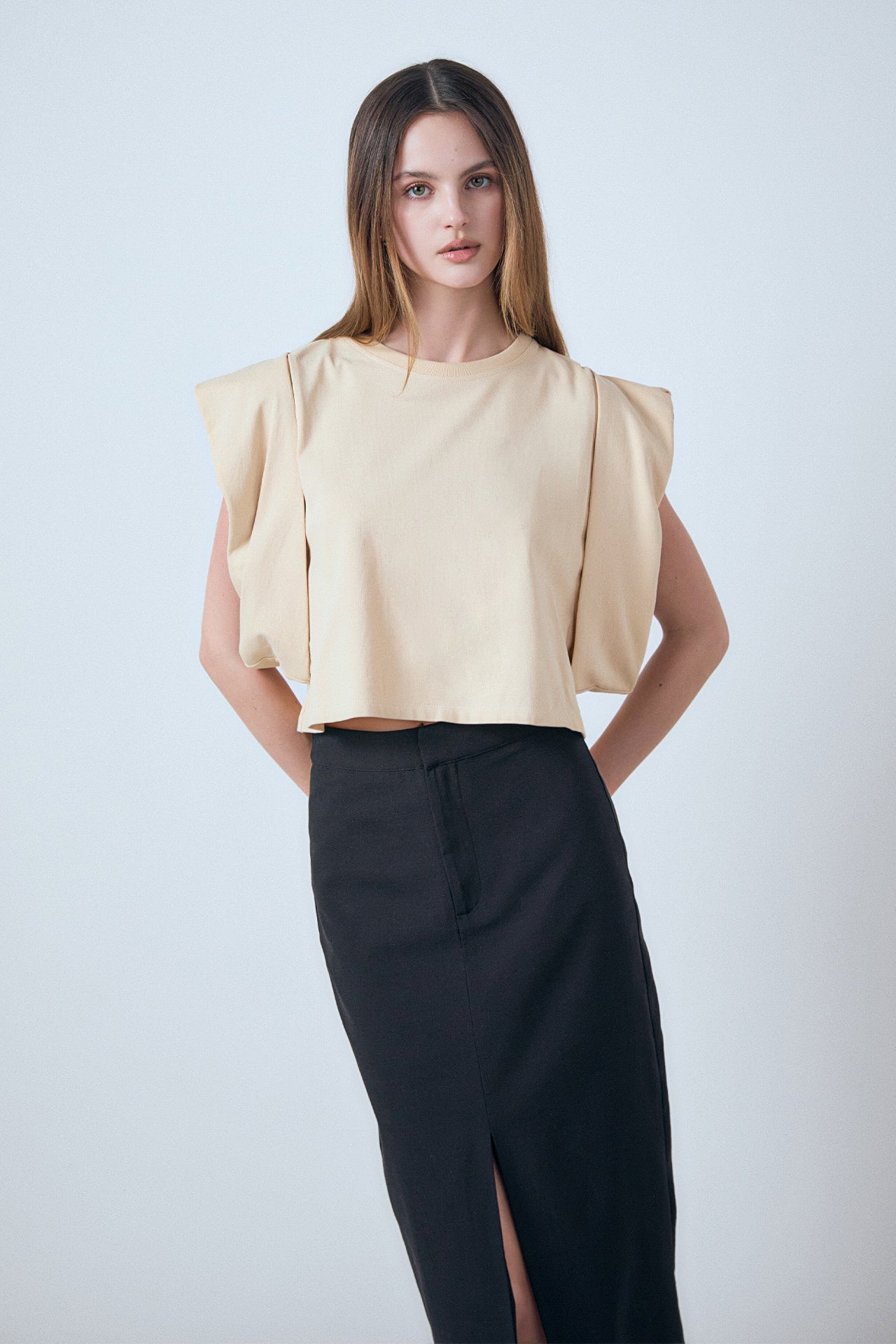 Drop Shoulder Cropped Top