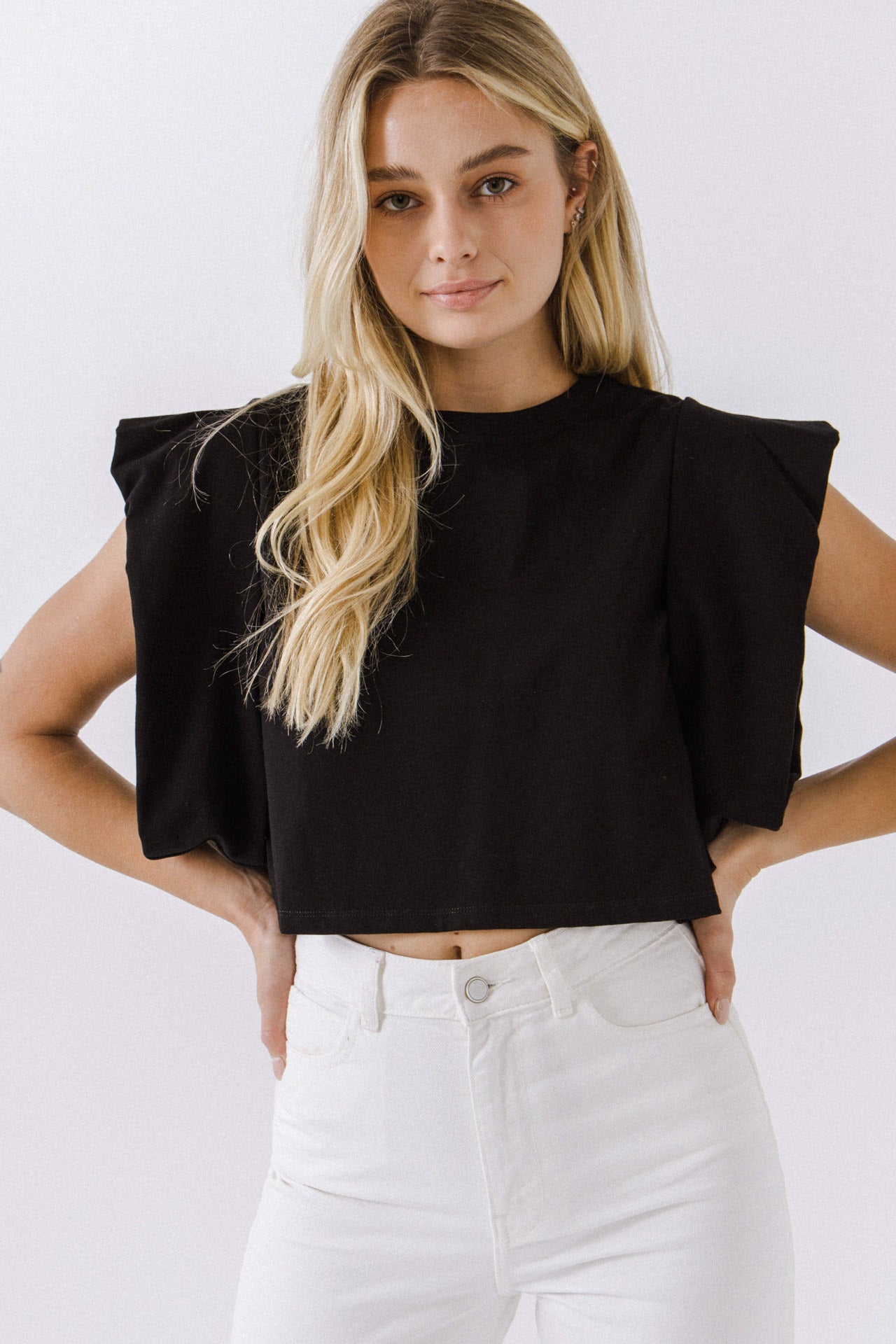 Drop Shoulder Cropped Top
