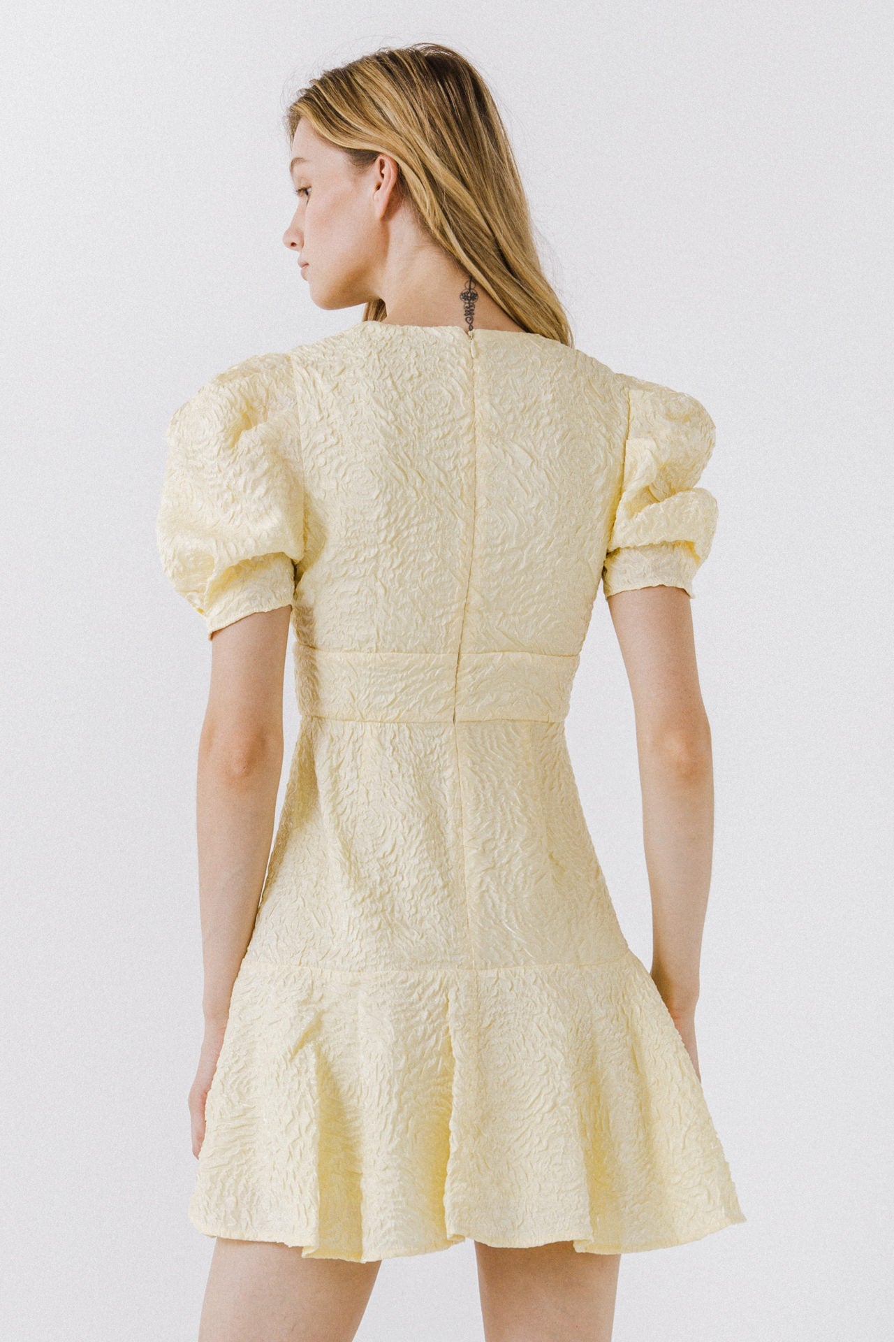 ENDLESS ROSE - Texture V-neck Mini Dress - DRESSES available at Objectrare
