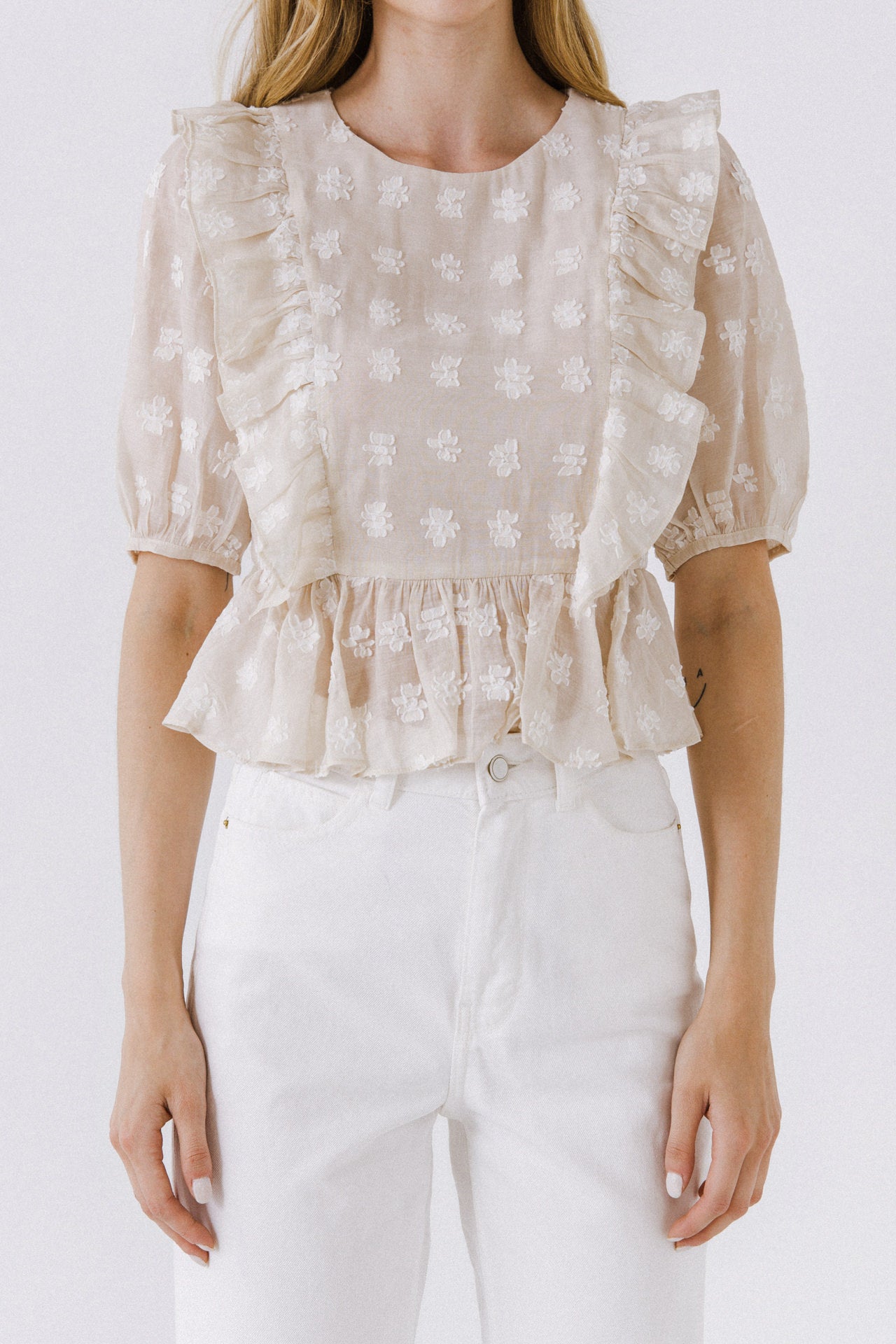 Floral texture fabric Woven Blouse
