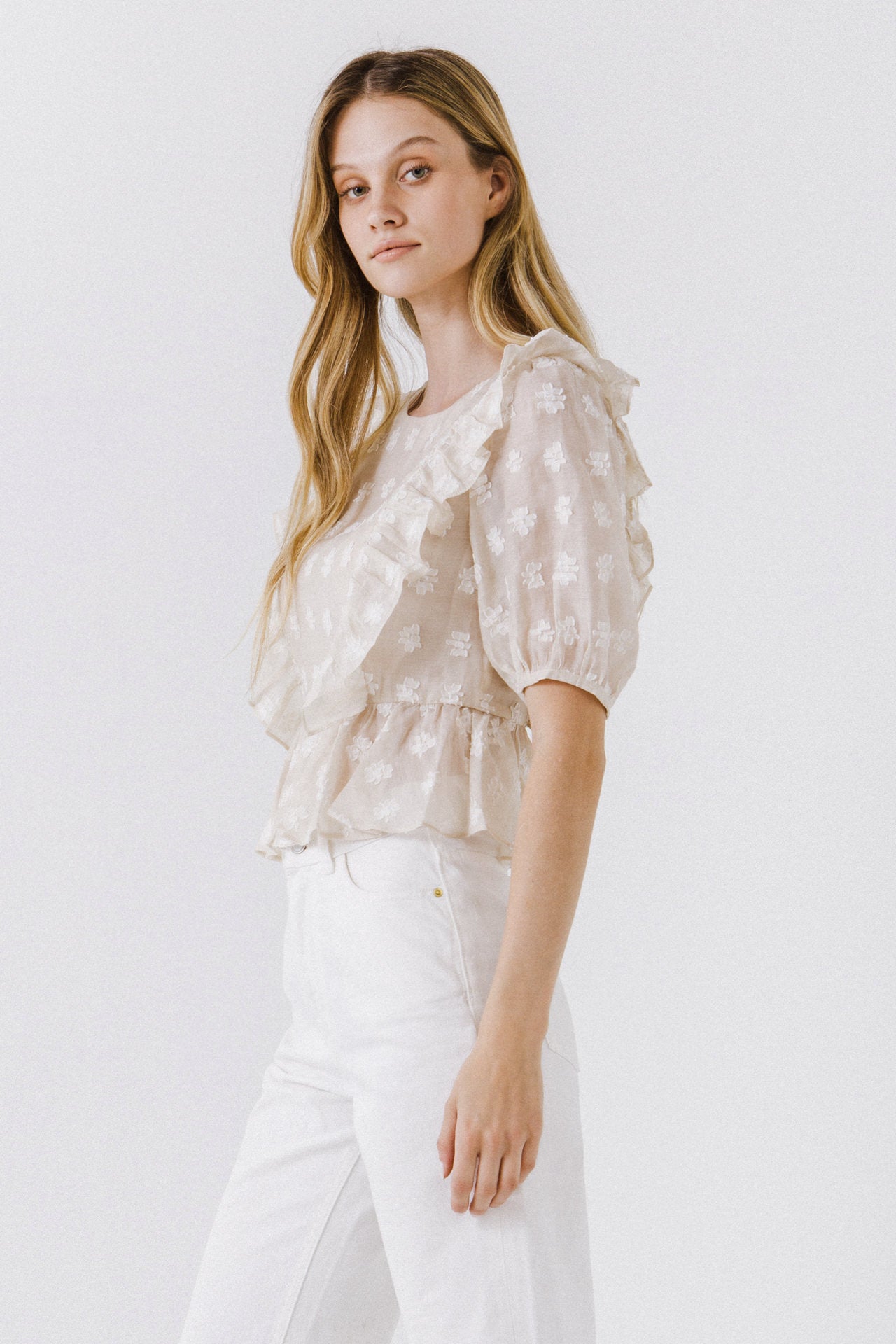 Floral texture fabric Woven Blouse