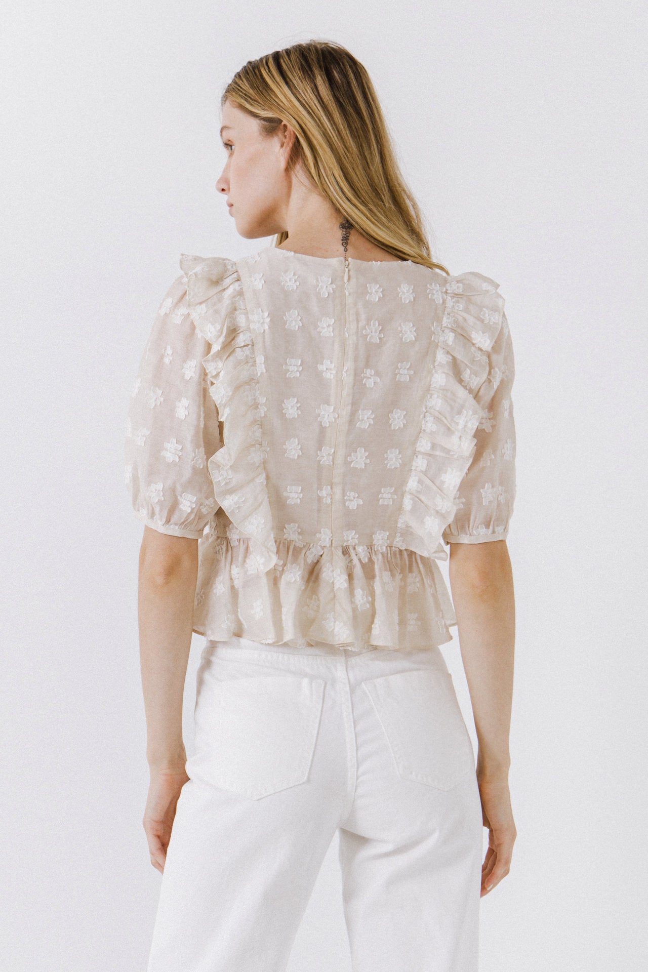 Floral texture fabric Woven Blouse