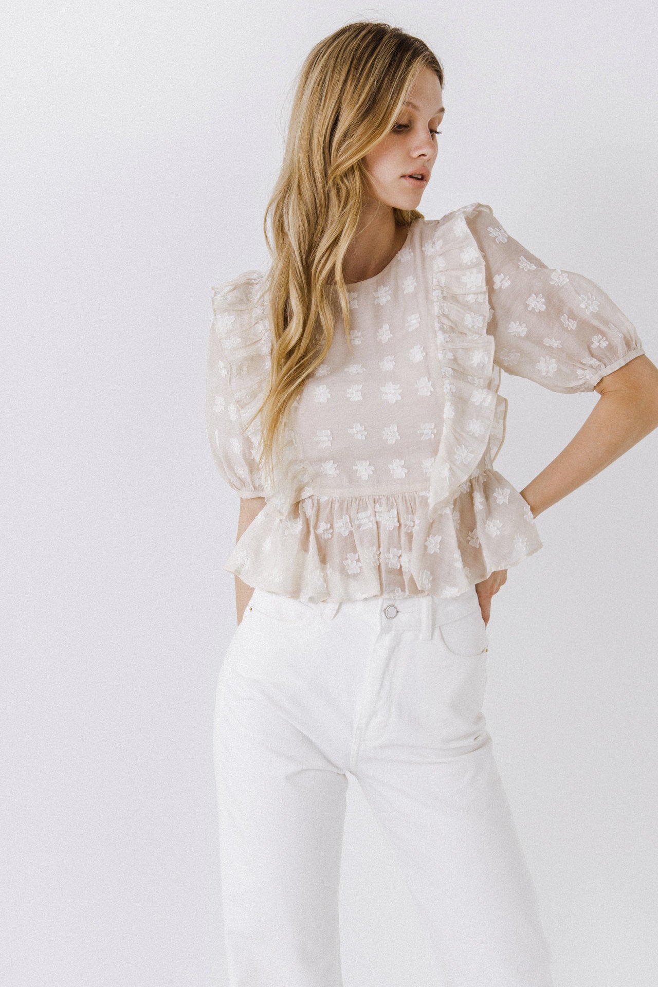 Floral texture fabric Woven Blouse