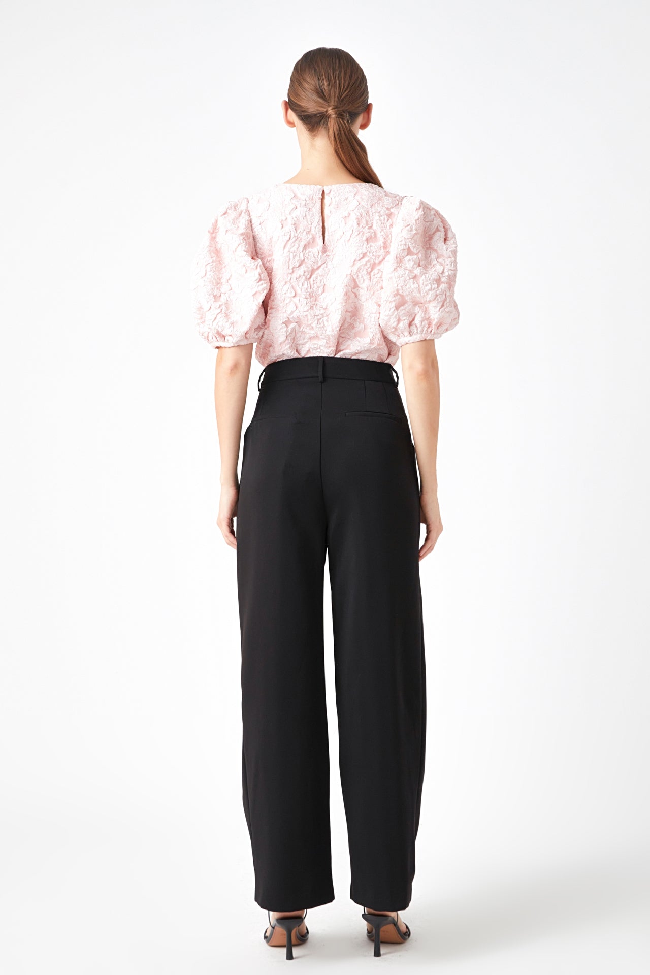 ENDLESS ROSE - Floral Jacquard Puff Sleeve Top - SHIRTS & BLOUSES available at Objectrare