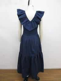 Ruffled Neck Sleeveless Midi Dress