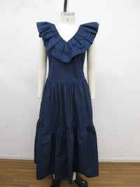 Ruffled Neck Sleeveless Midi Dress