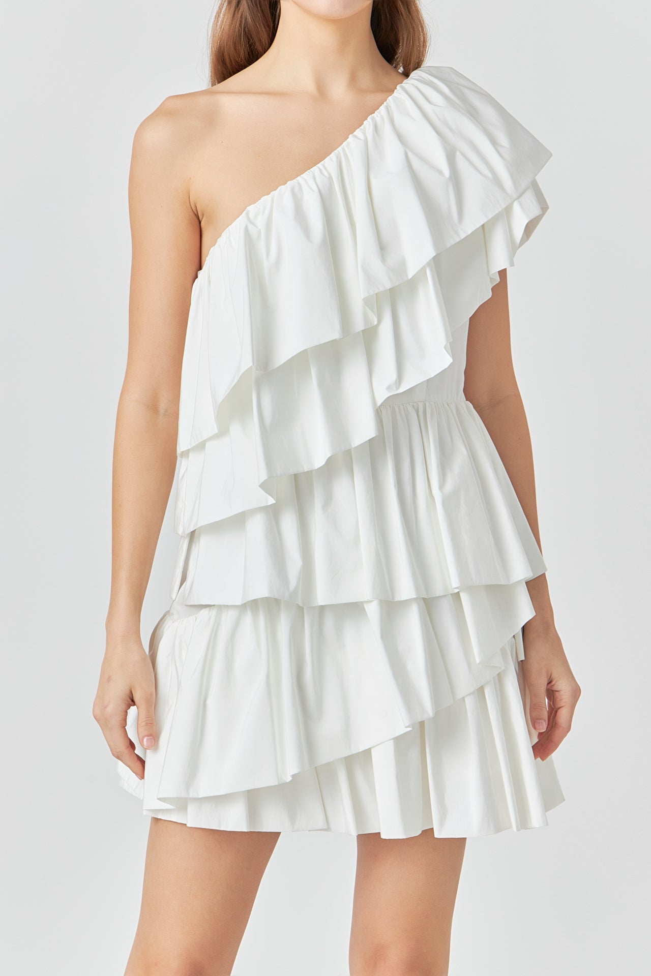 ENDLESS ROSE - One-Shoulder Ruffled Mini Dress - DRESSES available at Objectrare