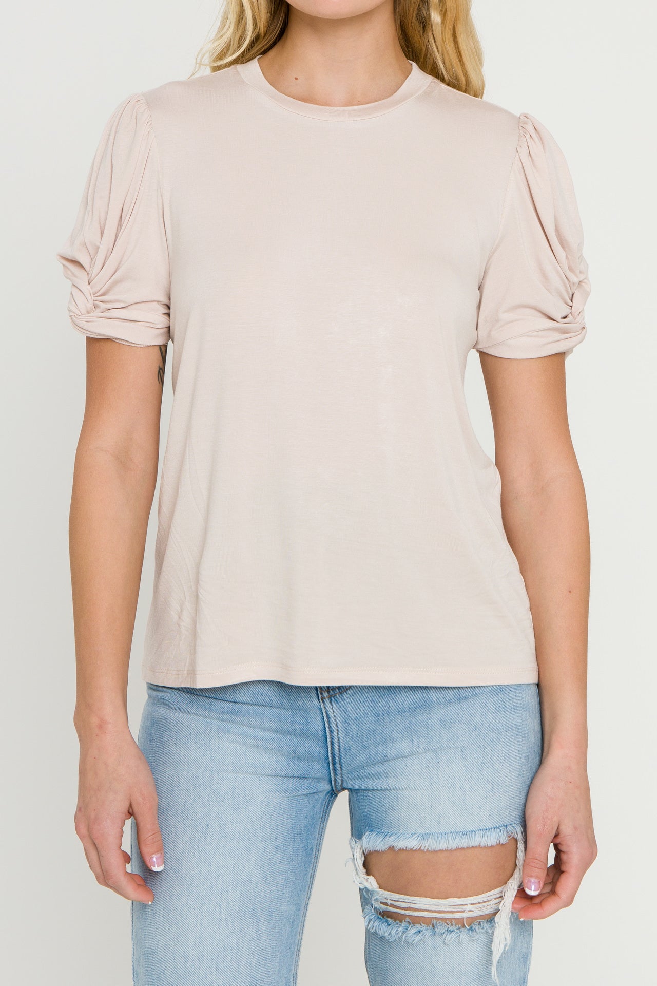 ENGLISH FACTORY - Twisted Sleeve T-shirt - T-SHIRTS available at Objectrare