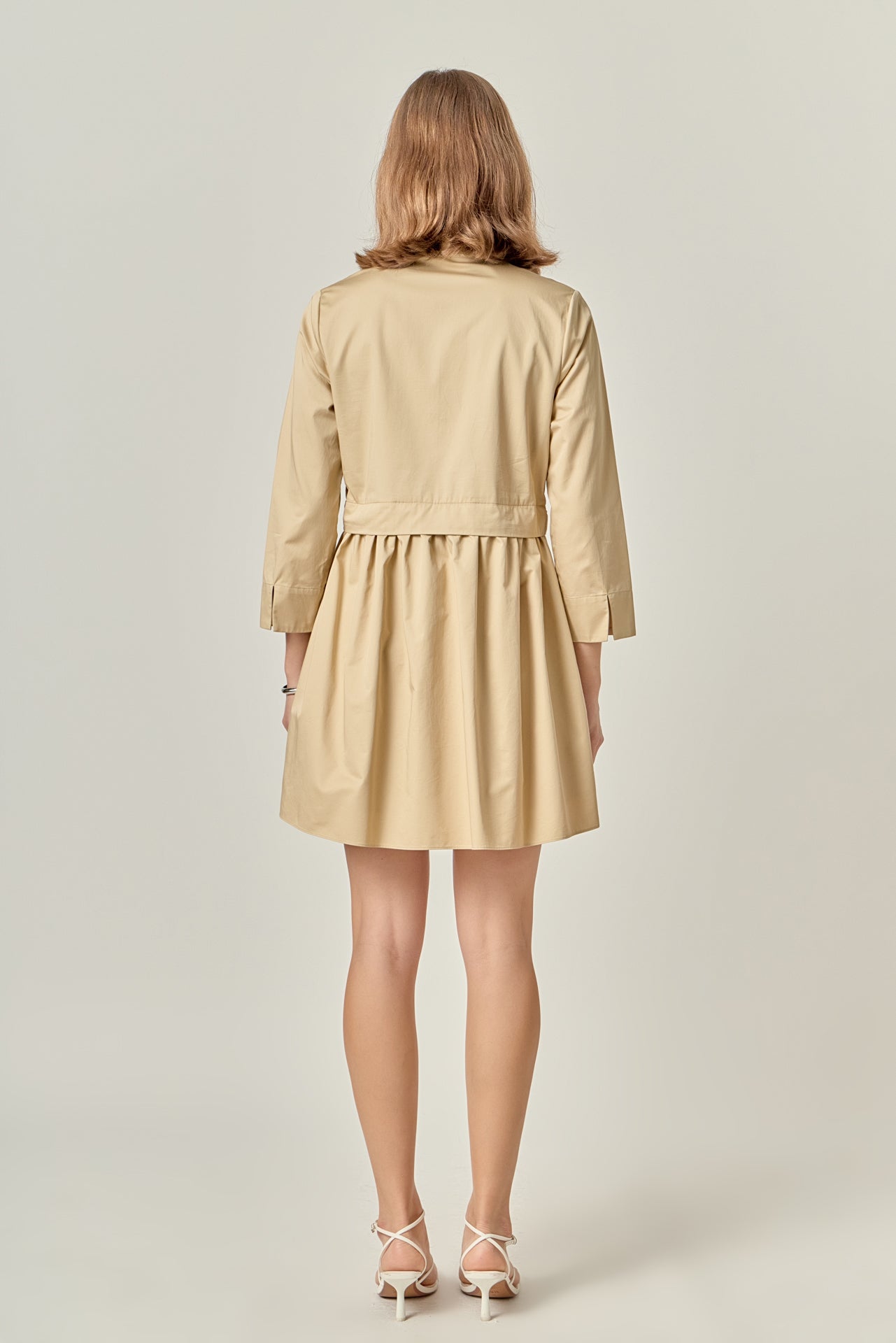 ENGLISH FACTORY - Mini Shirt Dress - Taupe - DRESSES available at Objectrare