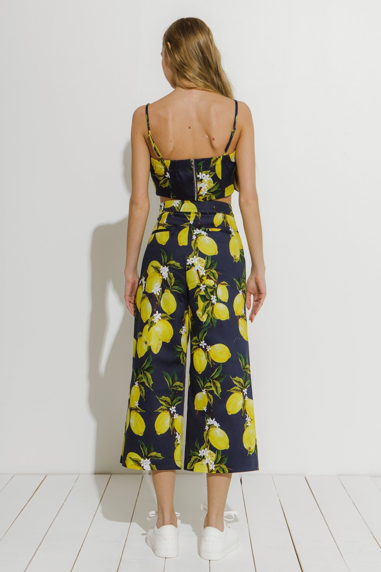 Lemon Print Tied Tank Top