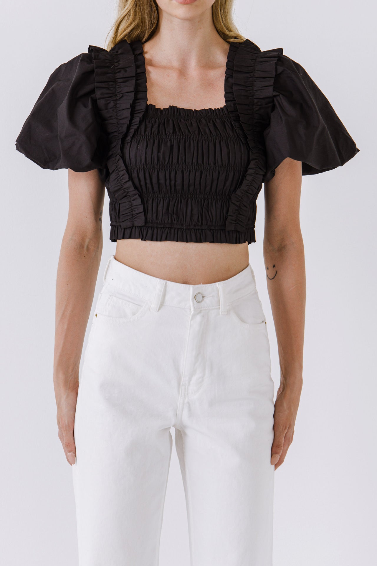 Smocked Puff Sleeve Top