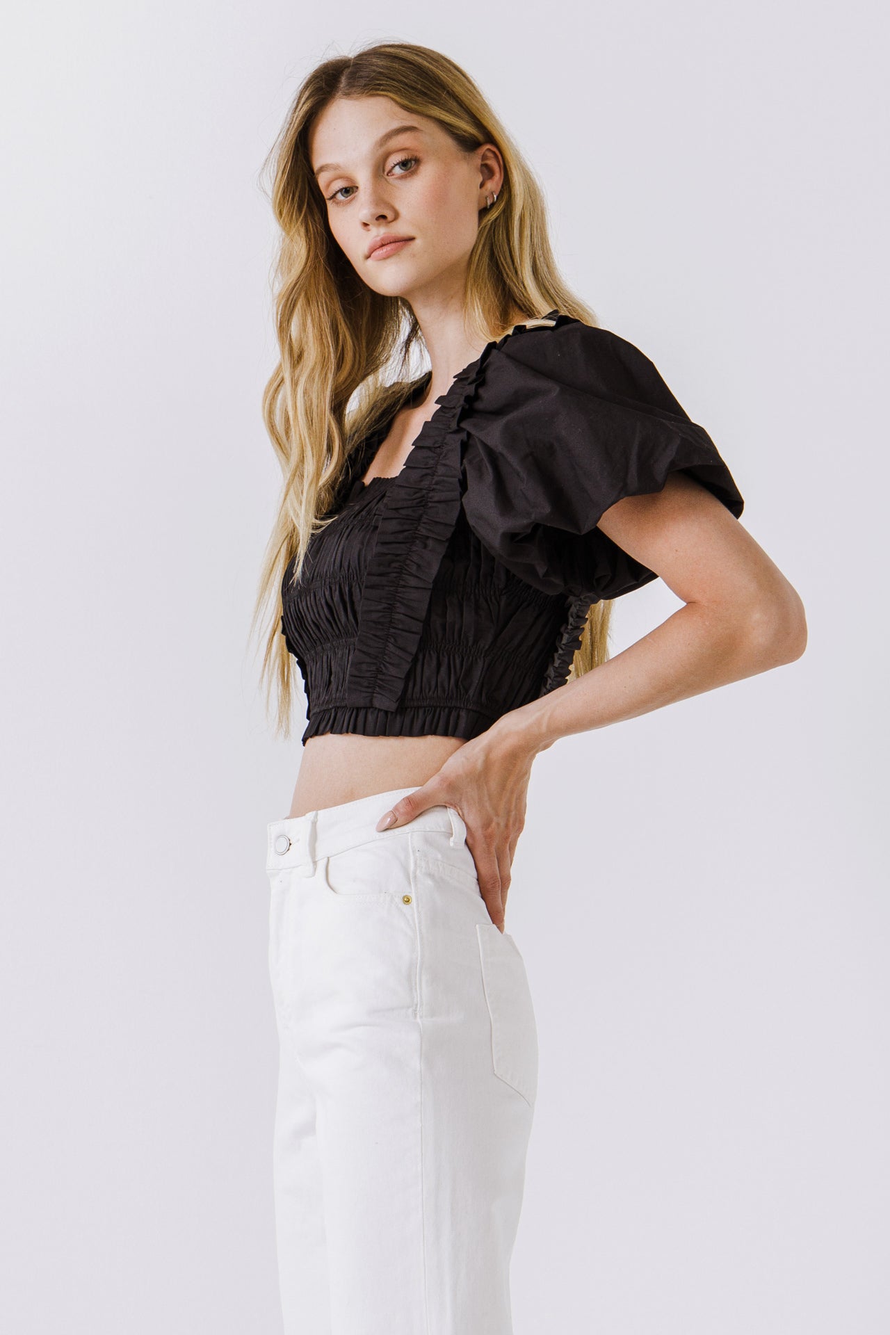 Smocked Puff Sleeve Top