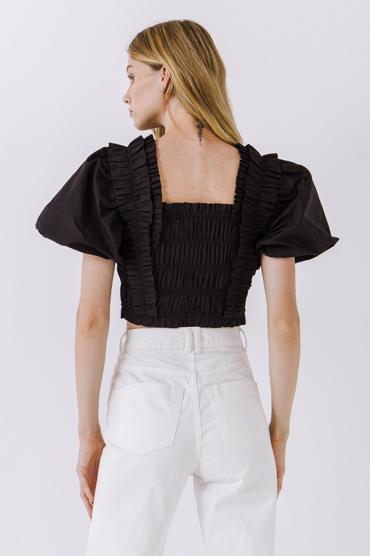 Smocked Puff Sleeve Top