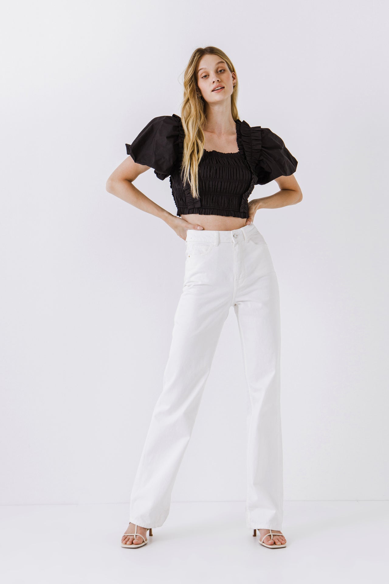 Smocked Puff Sleeve Top