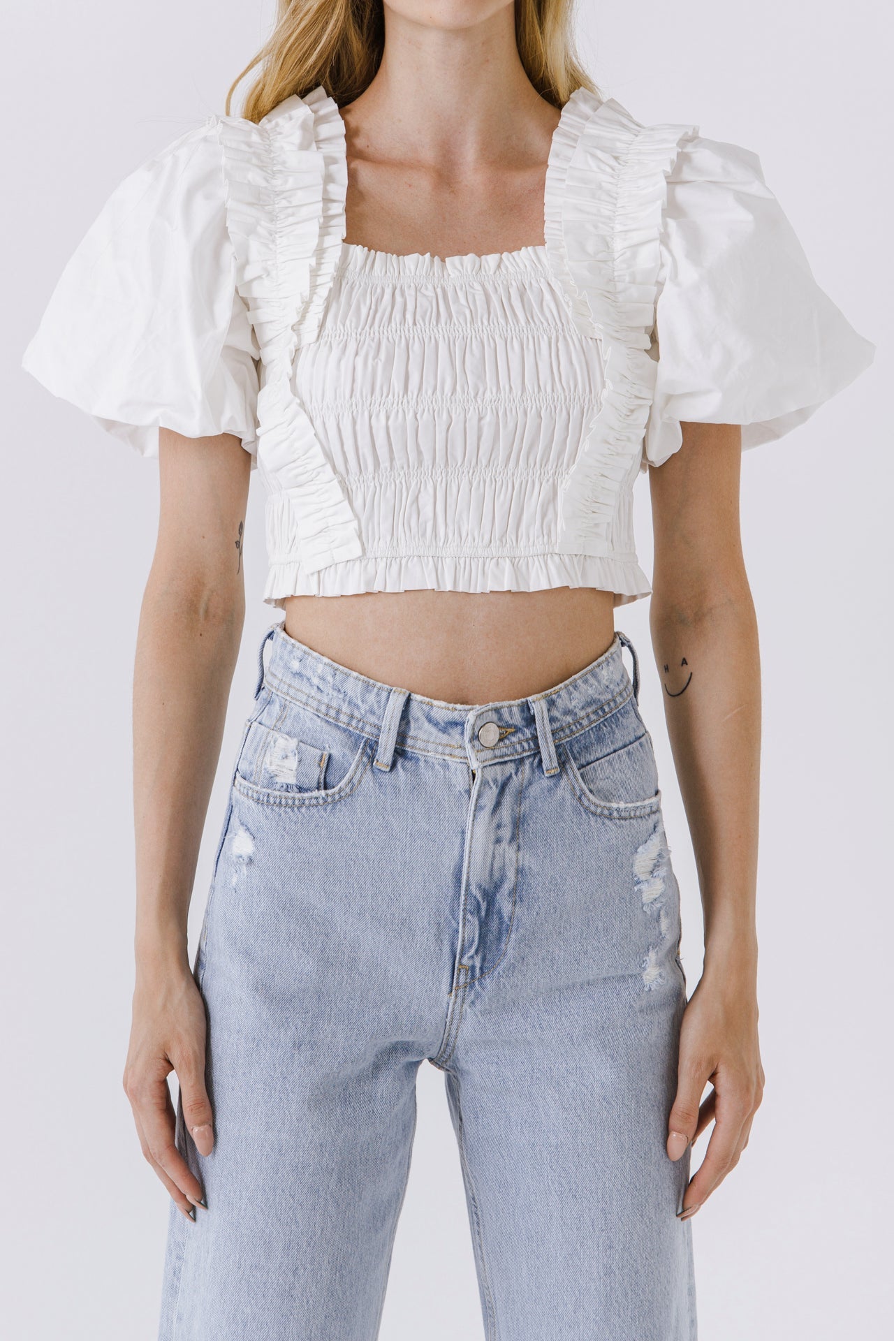 Smocked Puff Sleeve Top