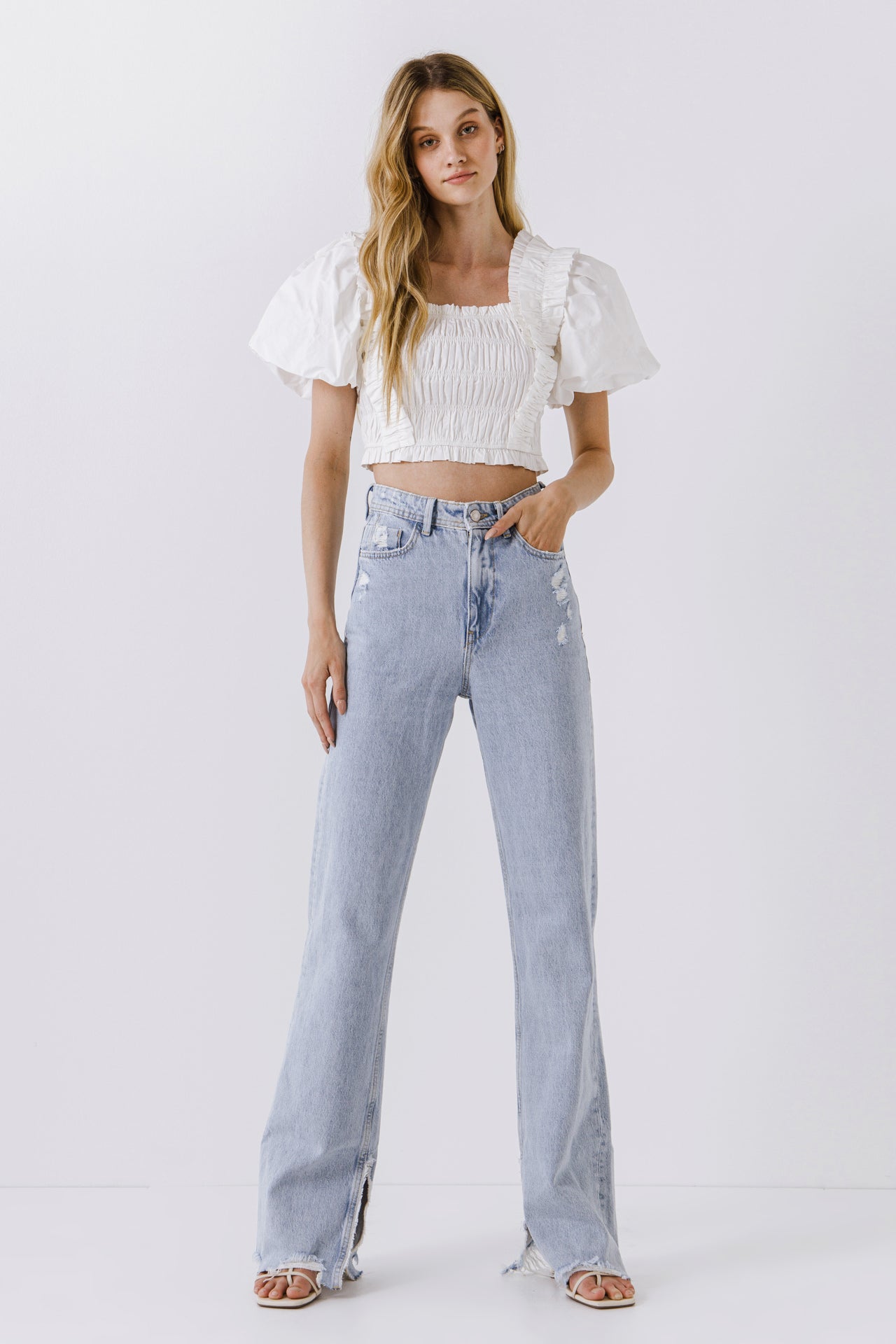 Smocked Puff Sleeve Top