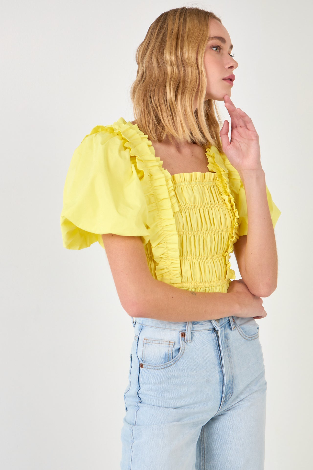 Smocked Puff Sleeve Top