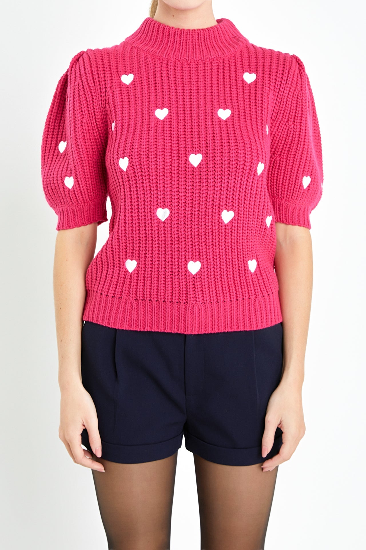ENGLISH FACTORY - Heart Shape Embroidery Sweater - SWEATERS & KNITS available at Objectrare
