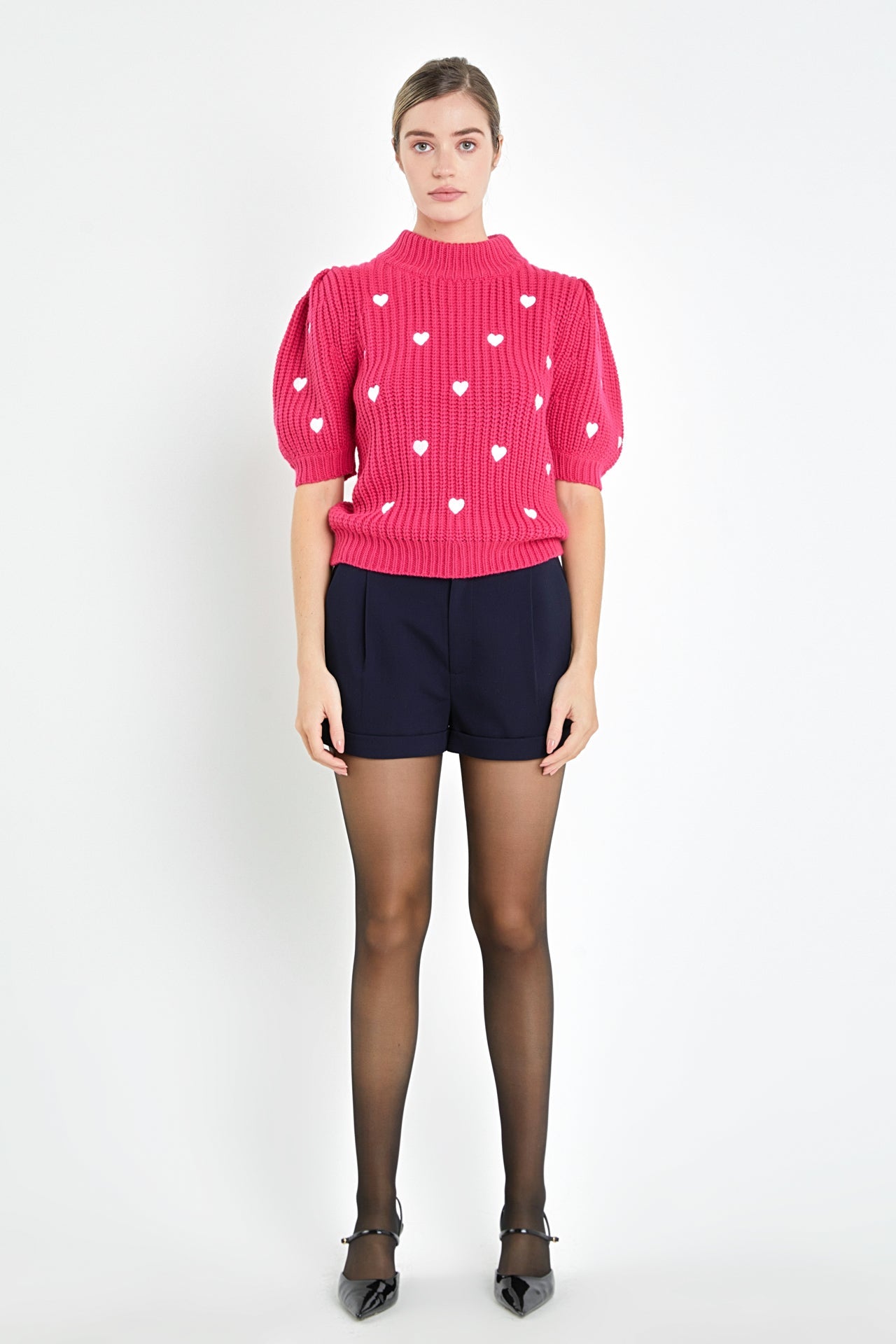 ENGLISH FACTORY - Heart Shape Embroidery Sweater - SWEATERS & KNITS available at Objectrare
