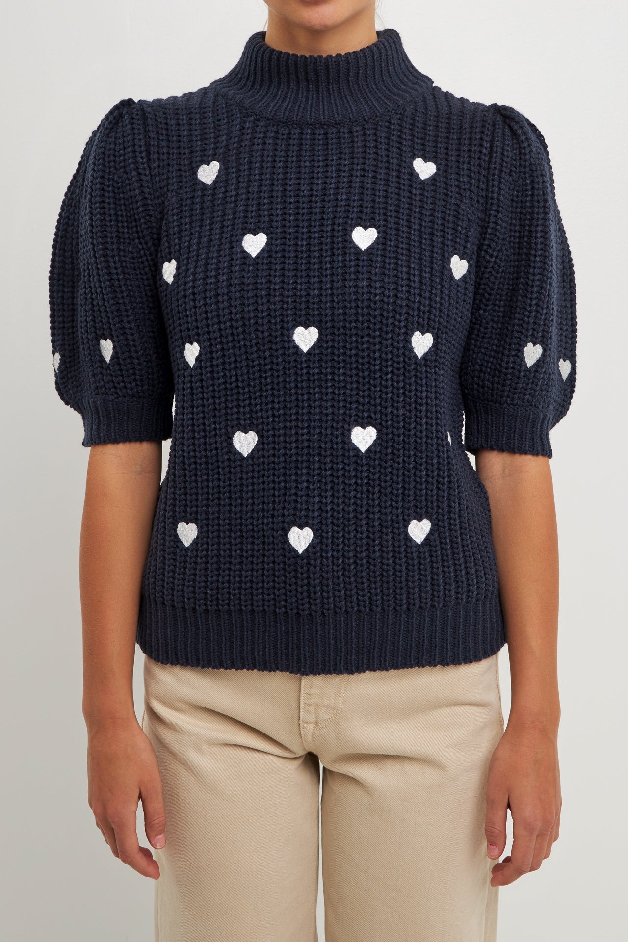 ENGLISH FACTORY - Heart Shape Embroidery Sweater - SWEATERS & KNITS available at Objectrare