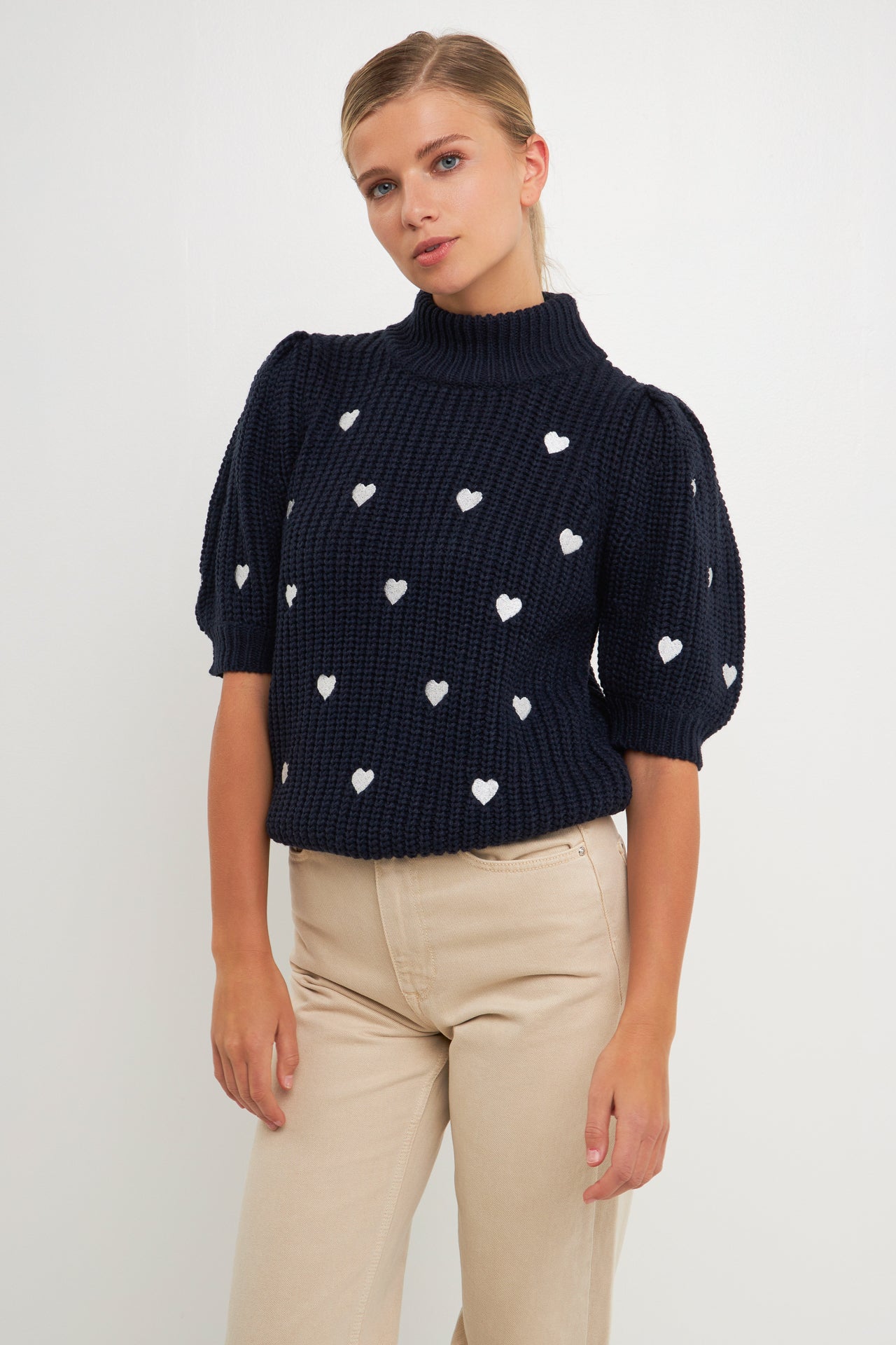 ENGLISH FACTORY - Heart Shape Embroidery Sweater - SWEATERS & KNITS available at Objectrare