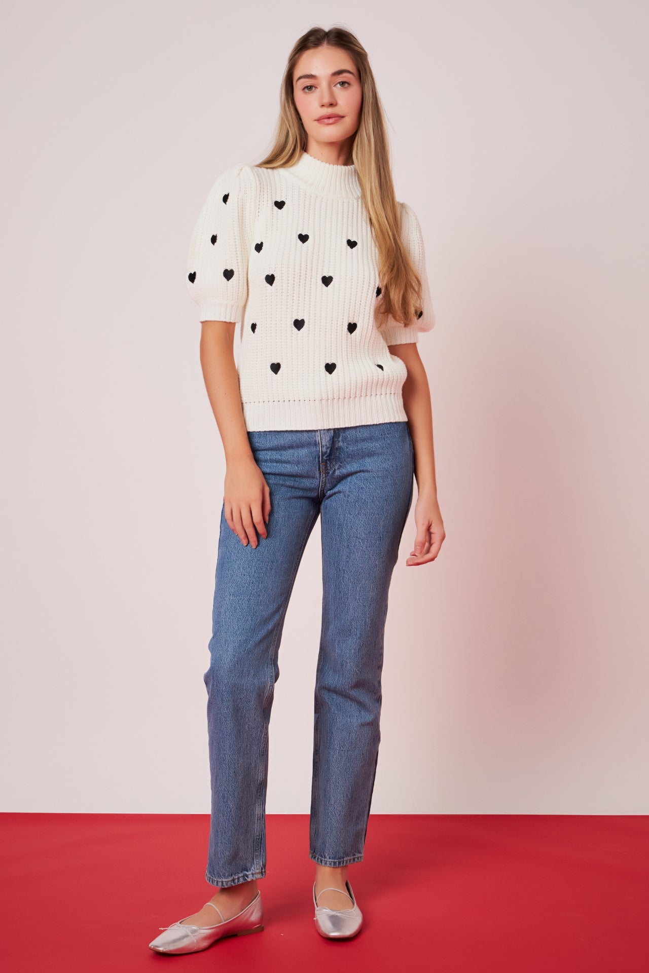ENGLISH FACTORY - Heart Shape Embroidery Sweater - SWEATERS & KNITS available at Objectrare