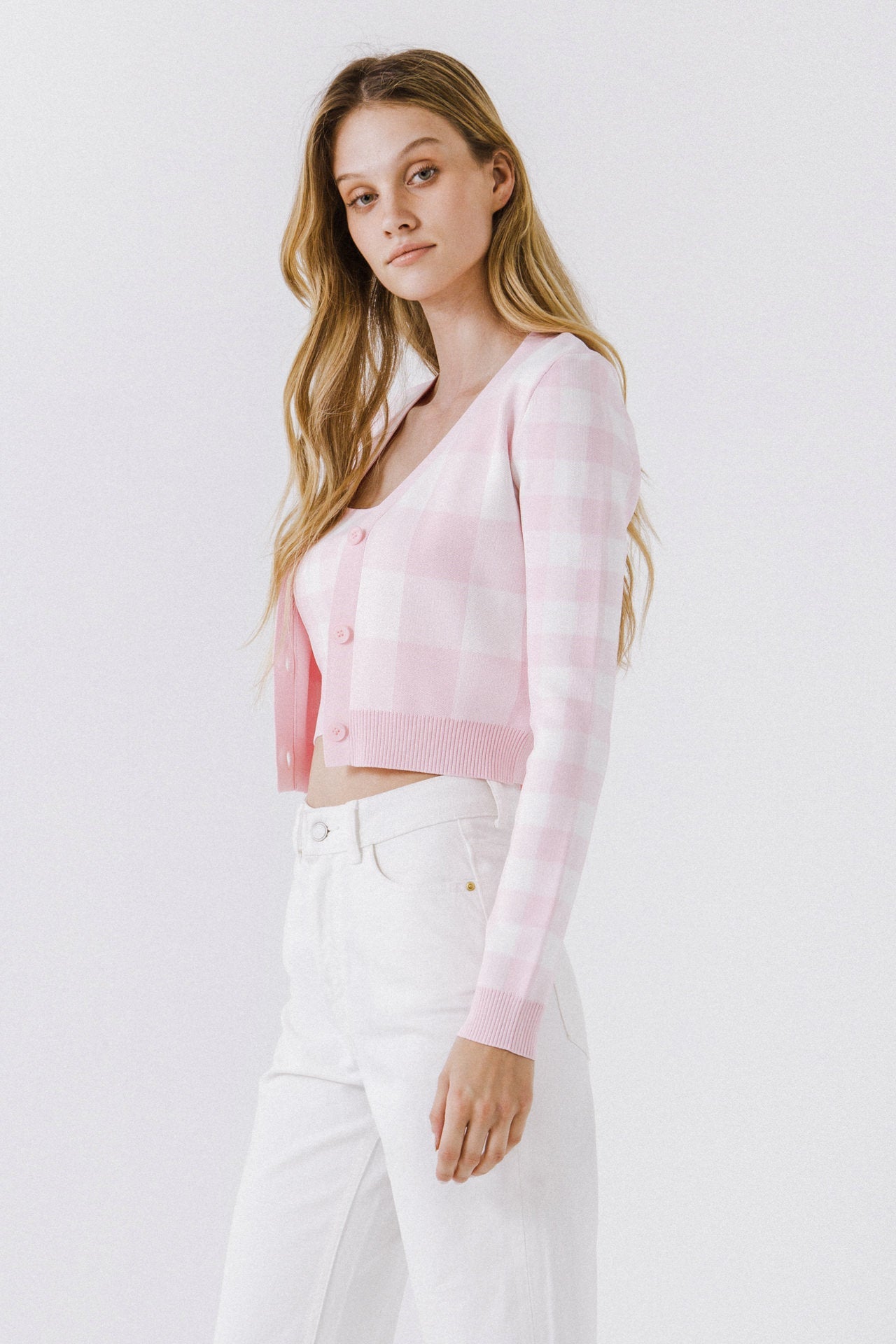 ENGLISH FACTORY - Women Gingham Knit Cardigan - SWEATERS & KNITS available at Objectrare