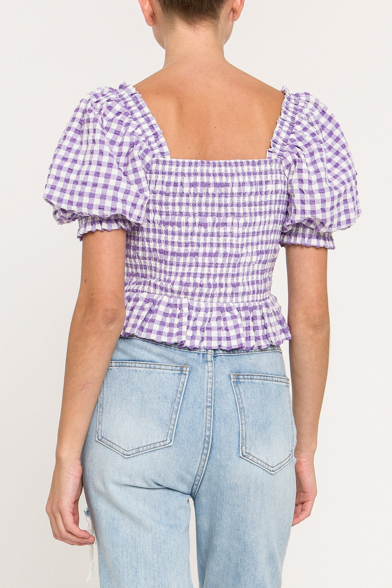 Gingham Smocked Top
