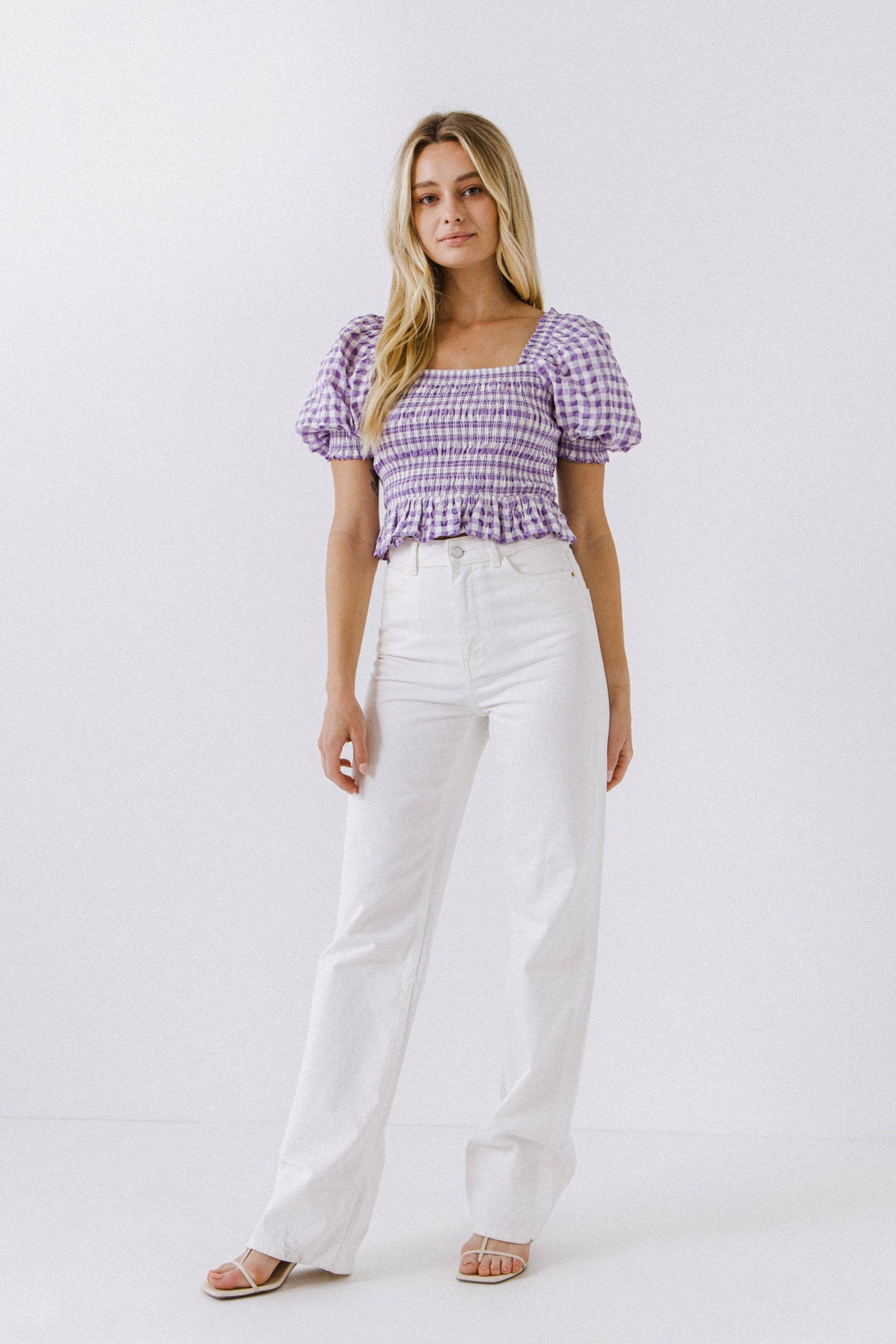 Gingham Smocked Top