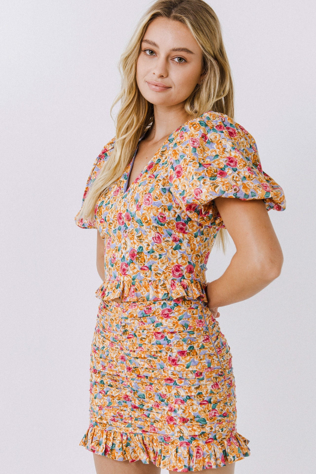 ENDLESS ROSE - Floral Puff Sleeve Top - TOPS available at Objectrare