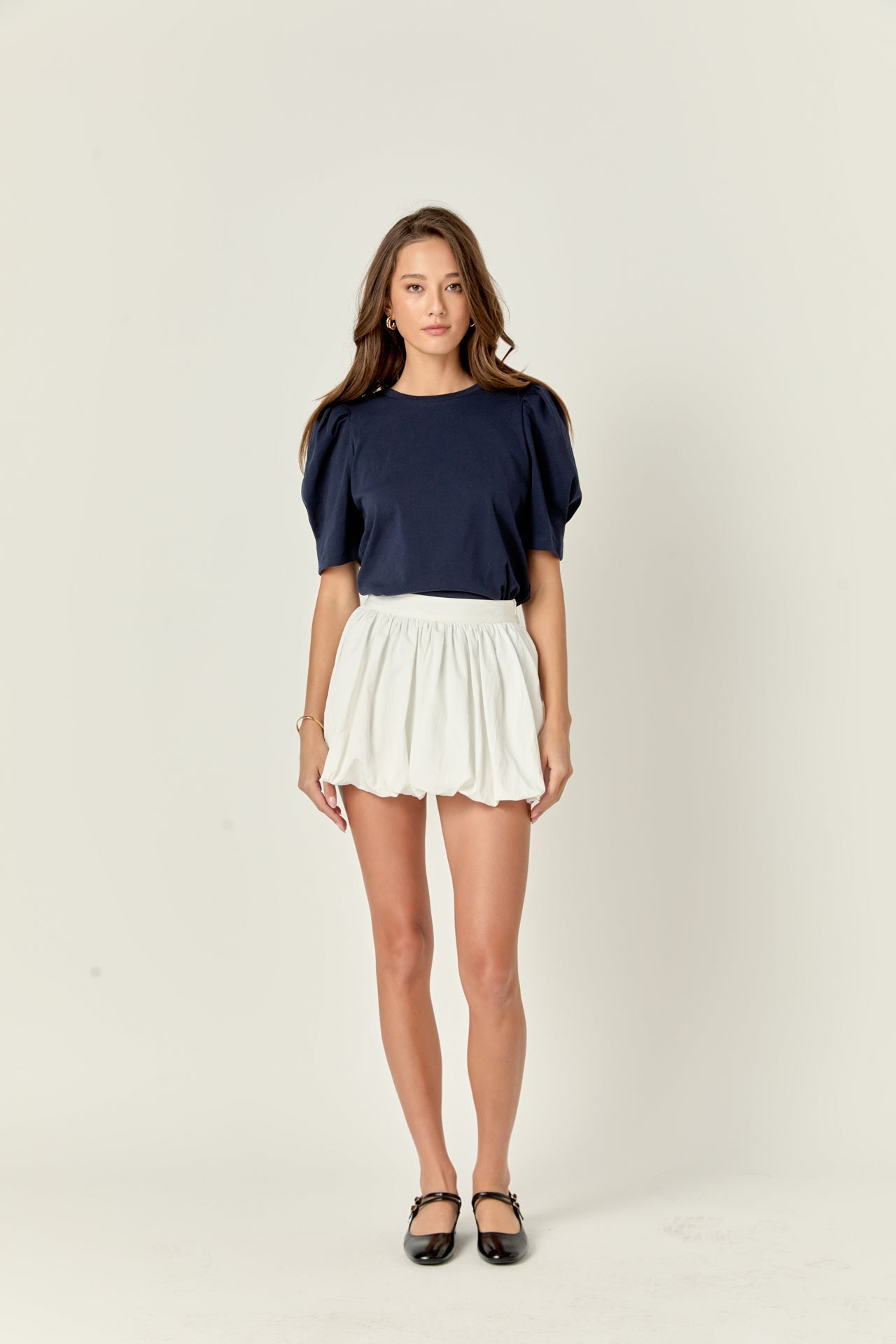 ENGLISH FACTORY - Pleated Puff Sleeve T-Shirt - TOPS available at Objectrare