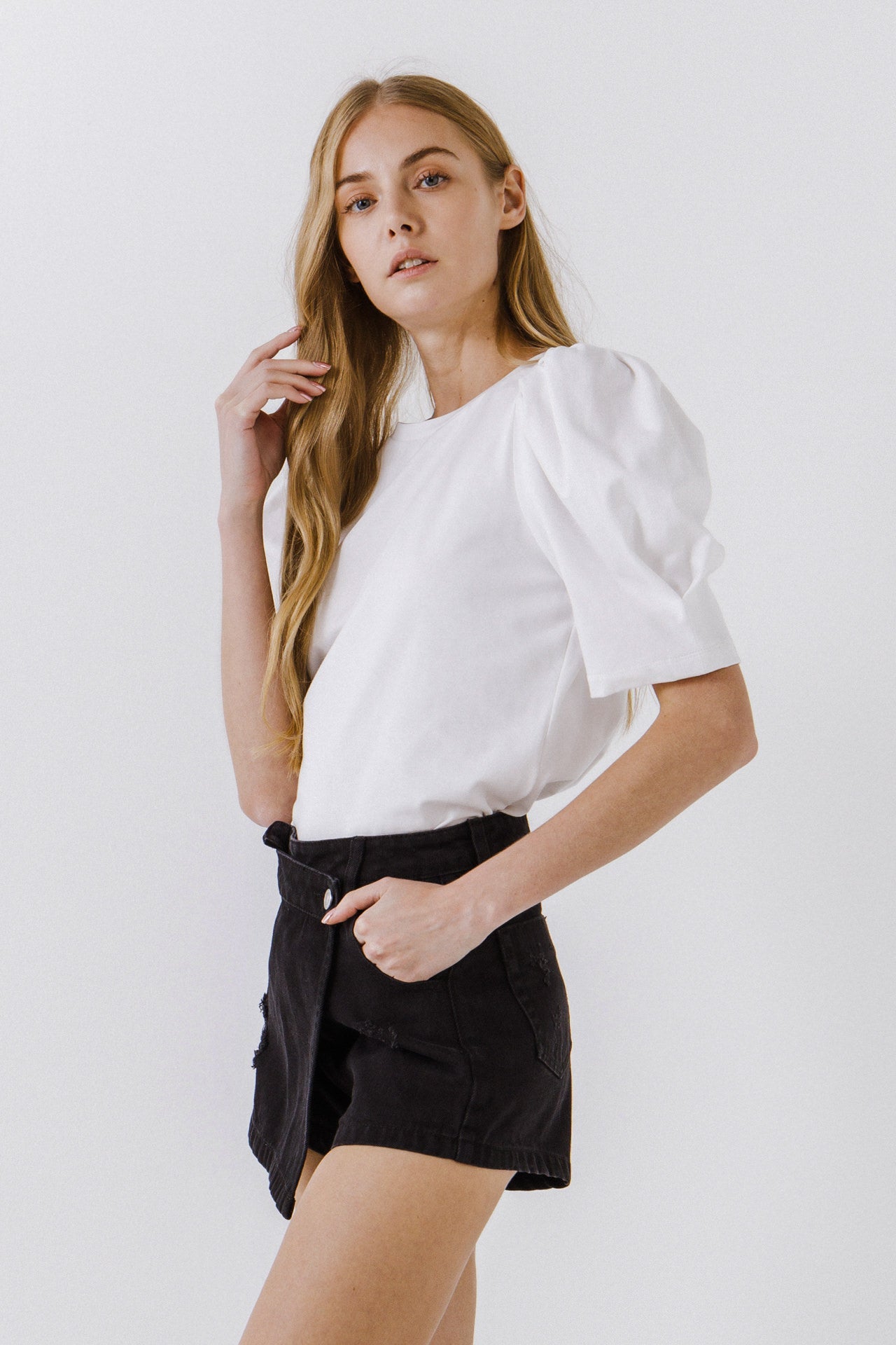 ENGLISH FACTORY - Puff Sleeve T-Shirt - TOPS available at Objectrare