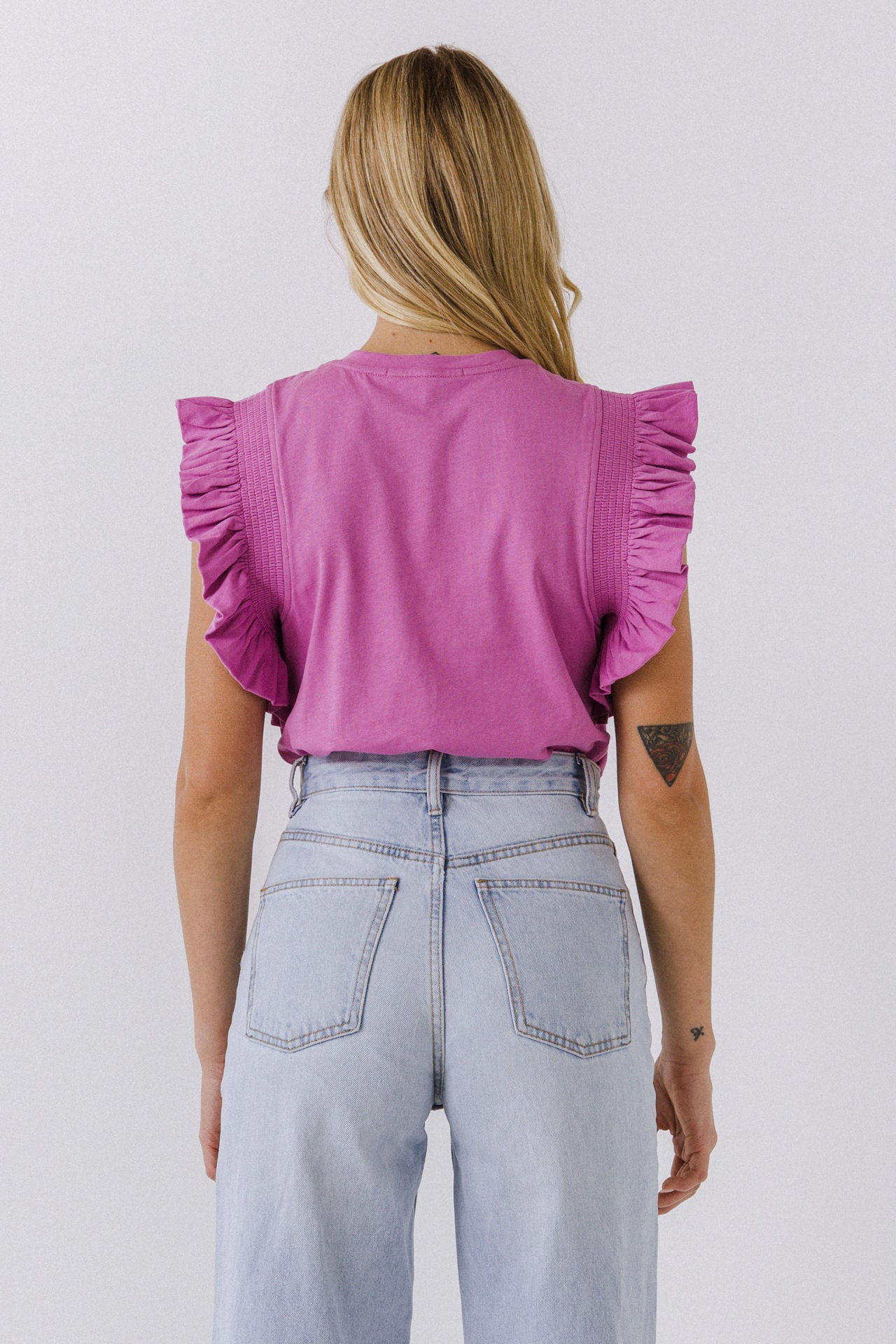 ENGLISH FACTORY - All Knit Ruffle Detail Top - TOPS available at Objectrare