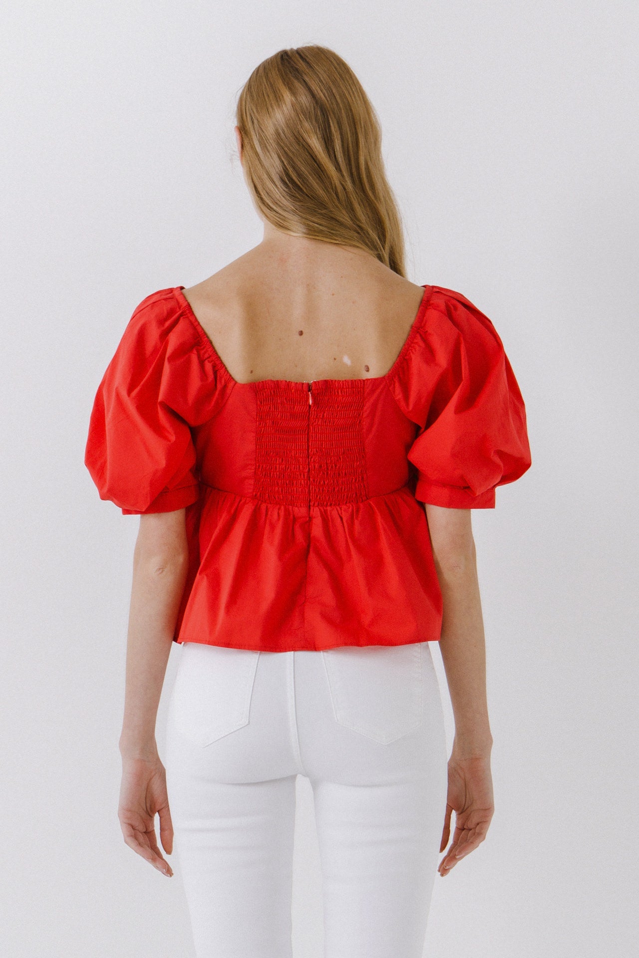 ENGLISH FACTORY - Women Woven Short Puff Sleeve Blouse - TOPS available at Objectrare