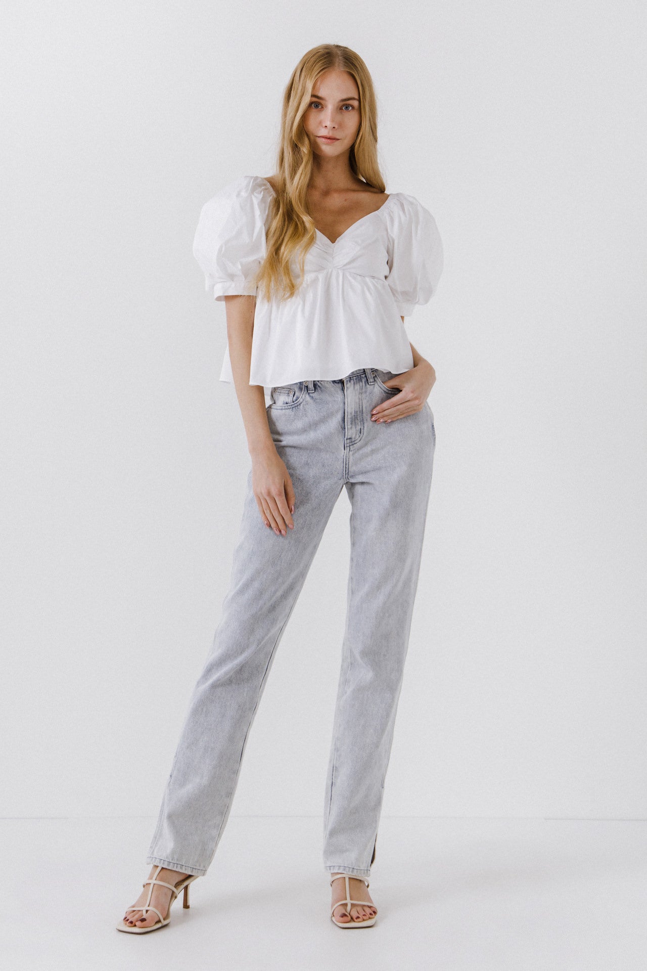 ENGLISH FACTORY - Women Woven Short Puff Sleeve Blouse - TOPS available at Objectrare