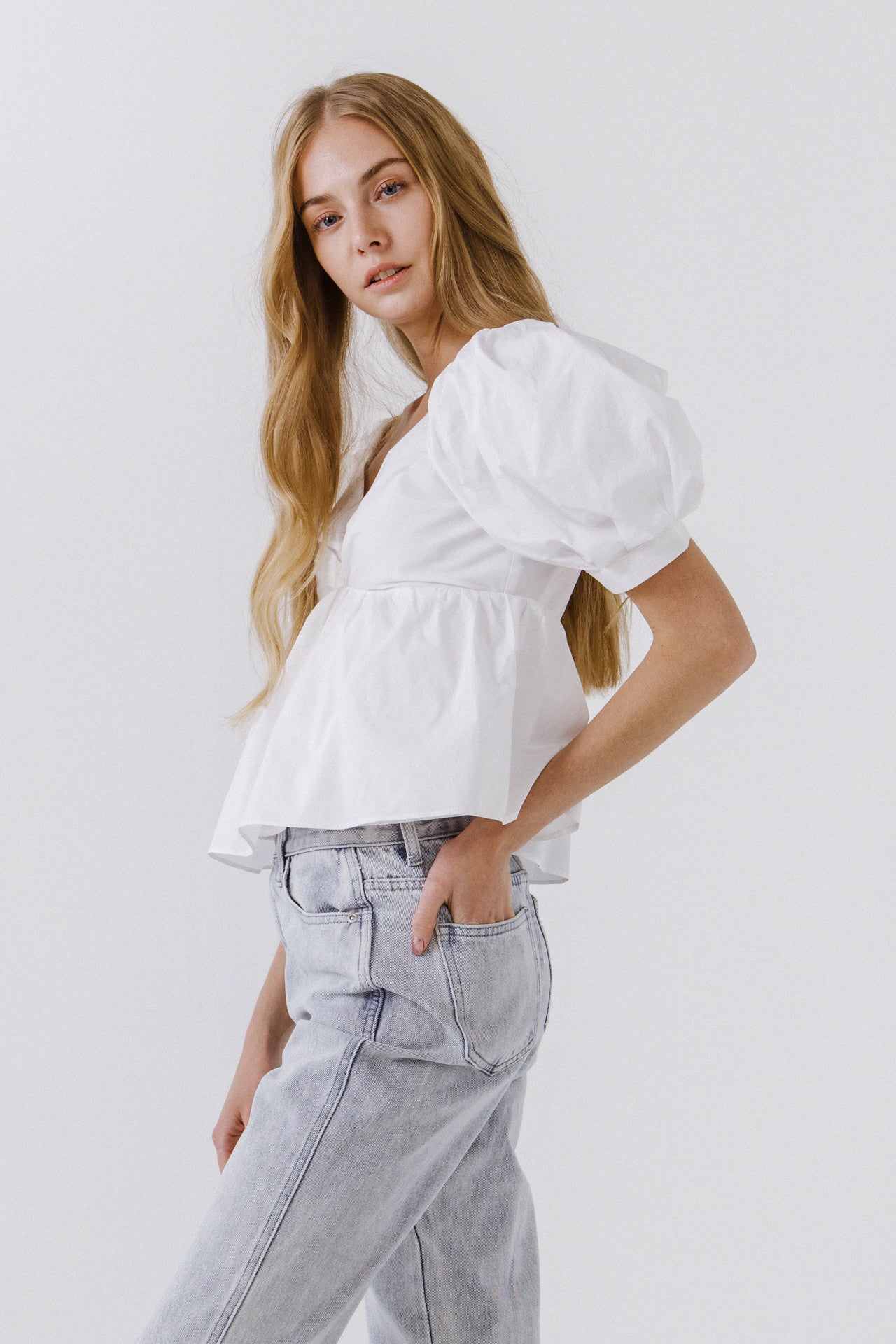ENGLISH FACTORY - Women Woven Short Puff Sleeve Blouse - TOPS available at Objectrare