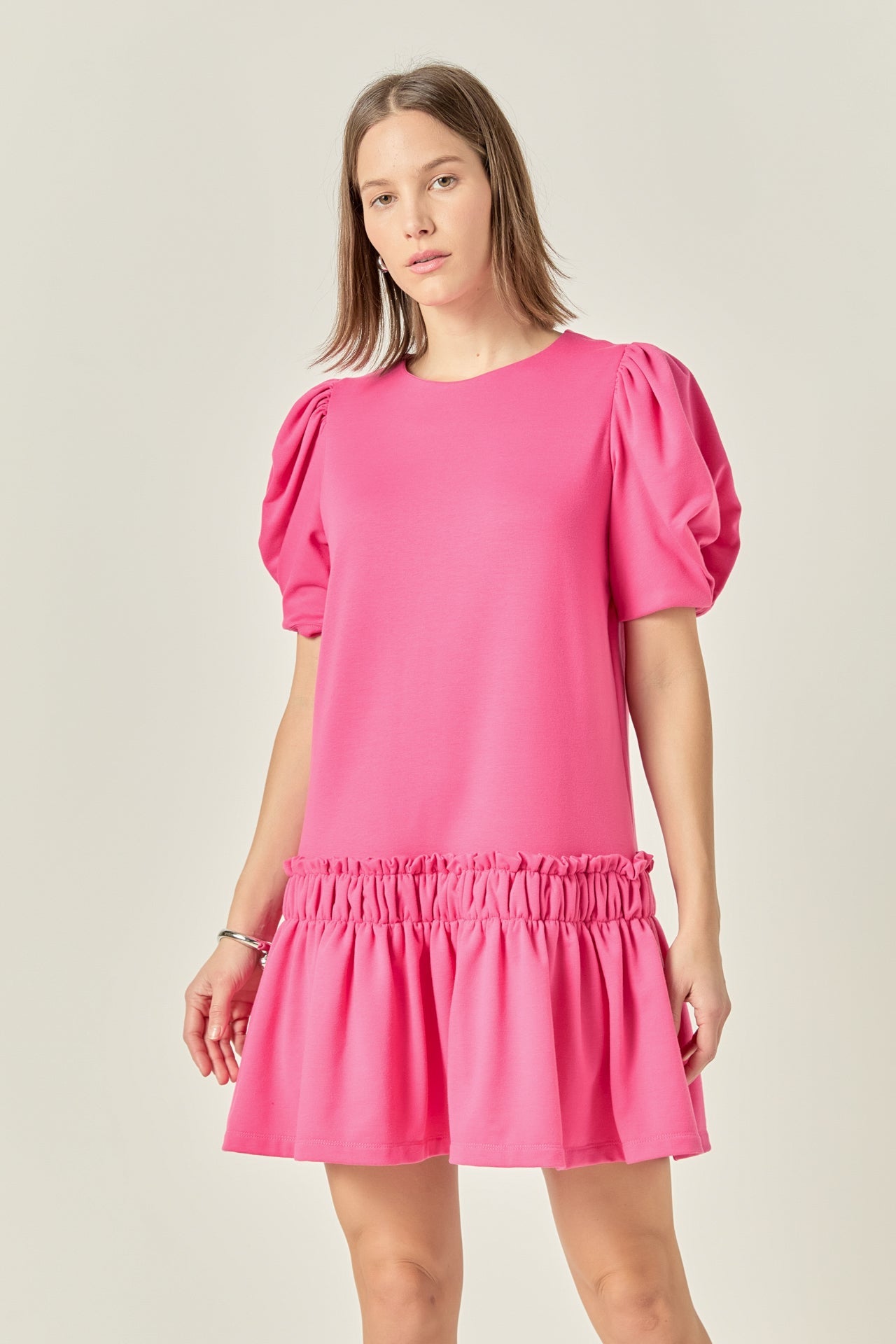 ENGLISH FACTORY - Puff Sleeve Peplum Mini Dress - DRESSES available at Objectrare