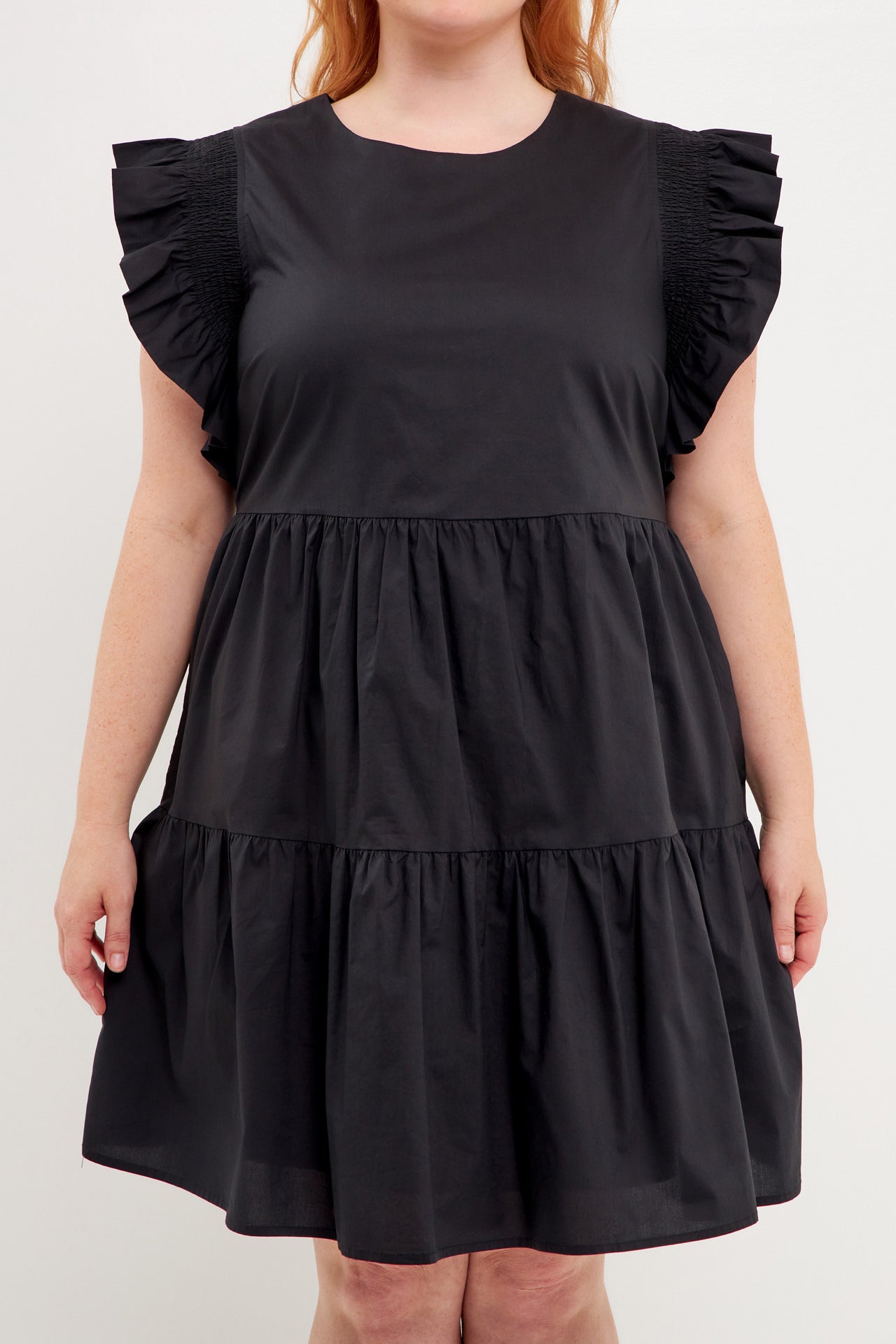 ENGLISH FACTORY - Plus Size Ruffled Babydoll Mini Dress - DRESSES available at Objectrare