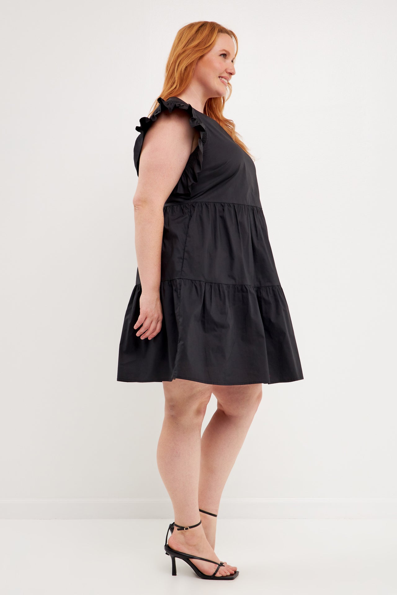 ENGLISH FACTORY - Plus Size Ruffled Babydoll Mini Dress - DRESSES available at Objectrare