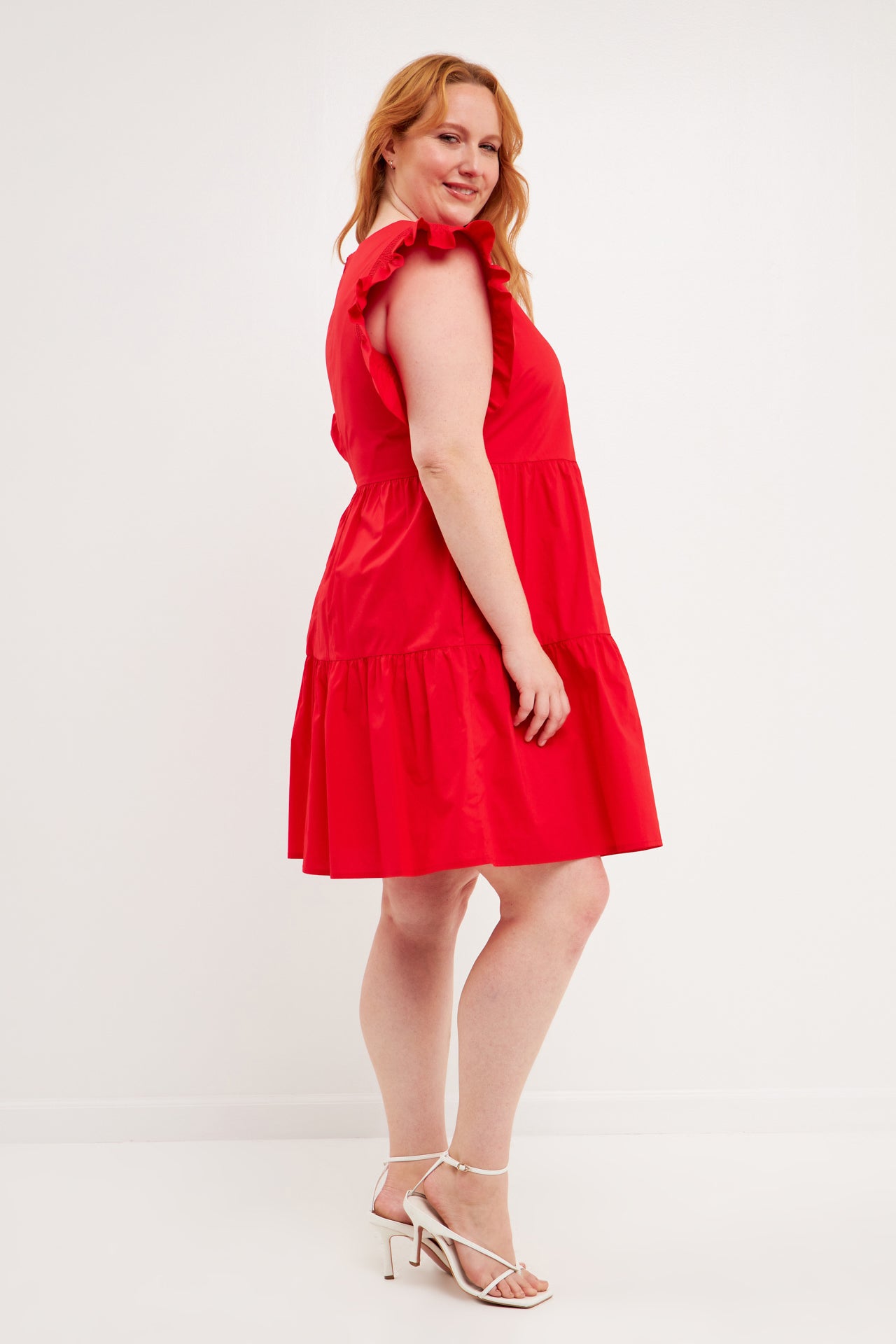 ENGLISH FACTORY - Plus Size Ruffled Babydoll Mini Dress - DRESSES available at Objectrare