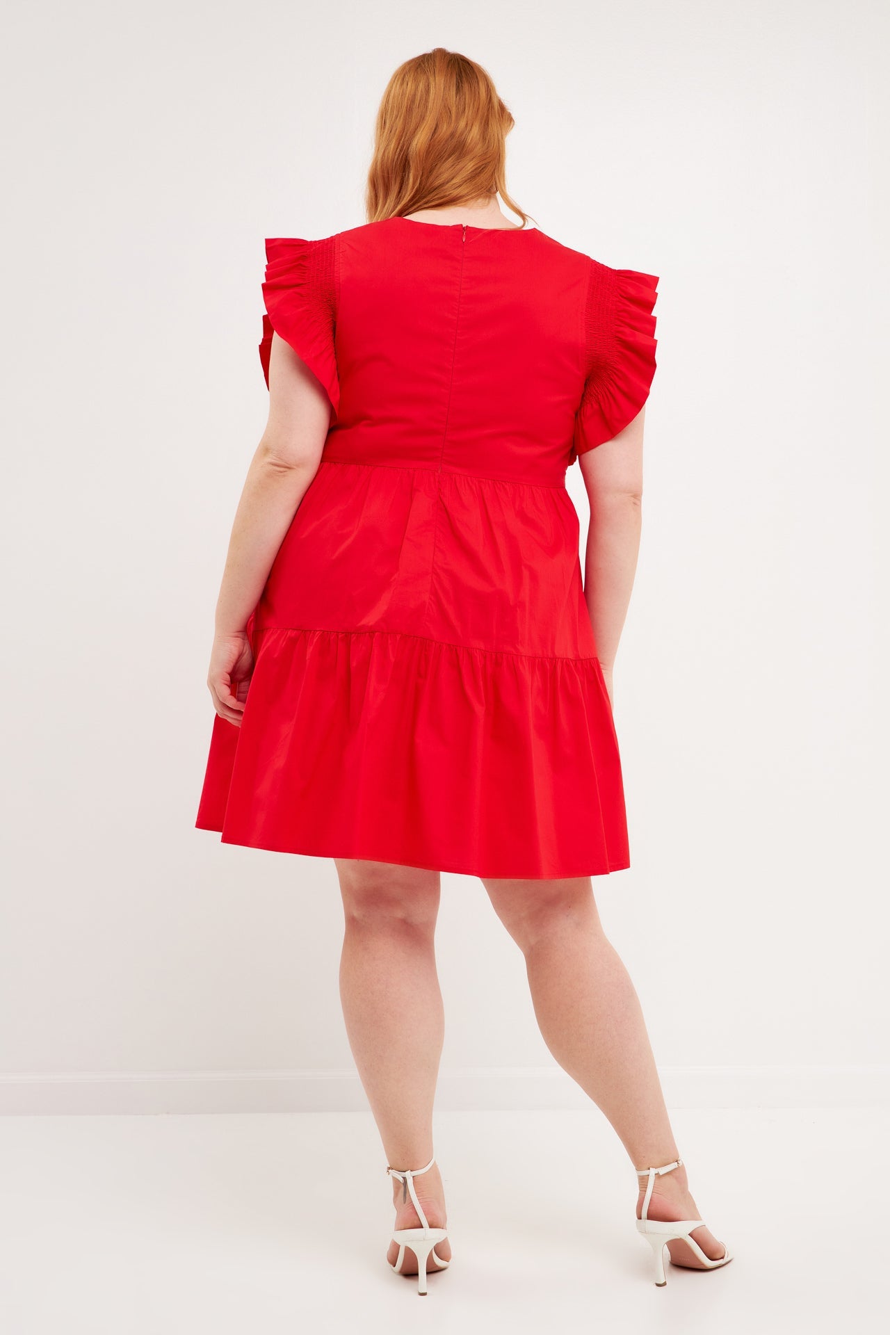 ENGLISH FACTORY - Plus Size Ruffled Babydoll Mini Dress - DRESSES available at Objectrare