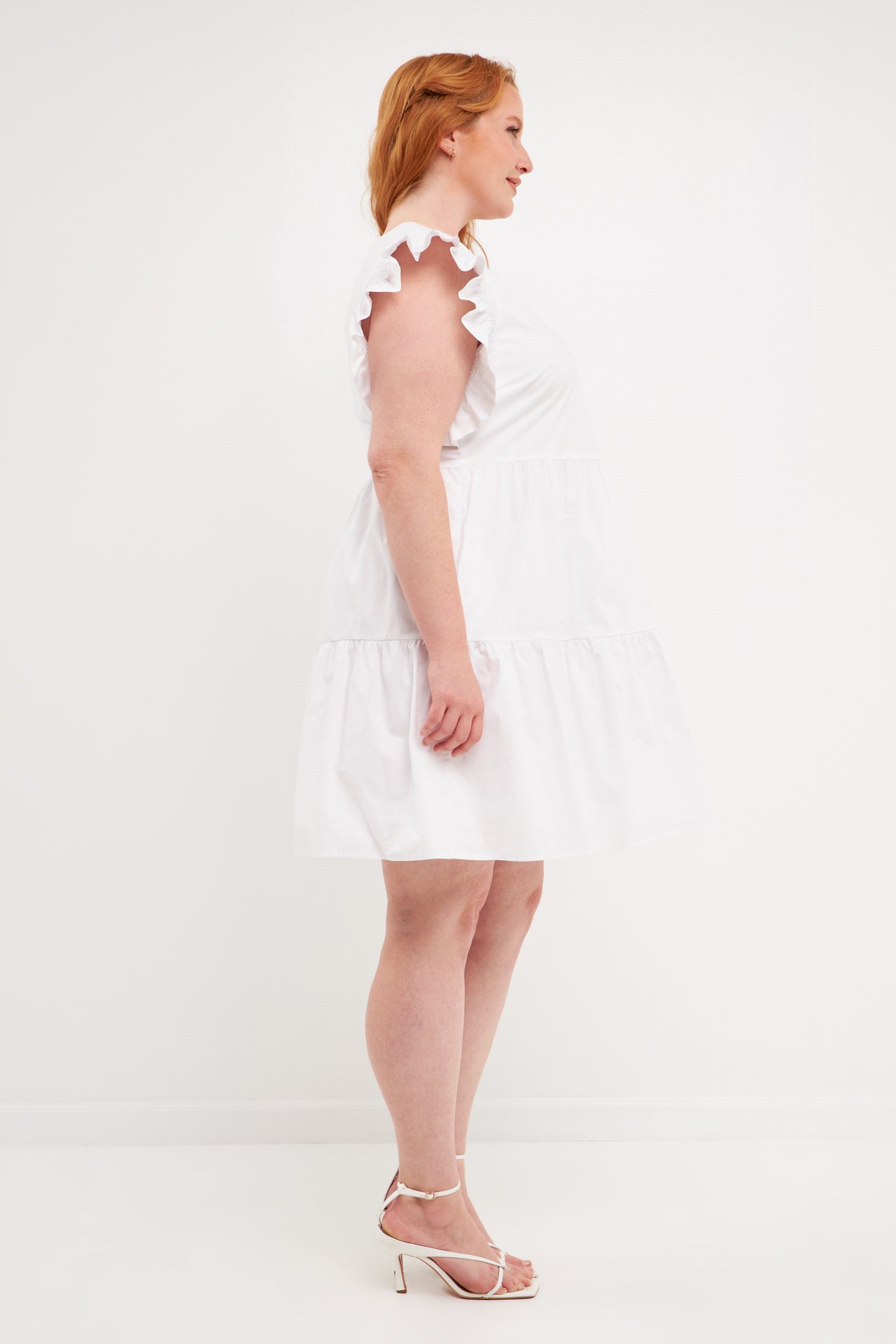 ENGLISH FACTORY - Plus Size Ruffled Babydoll Mini Dress - DRESSES available at Objectrare
