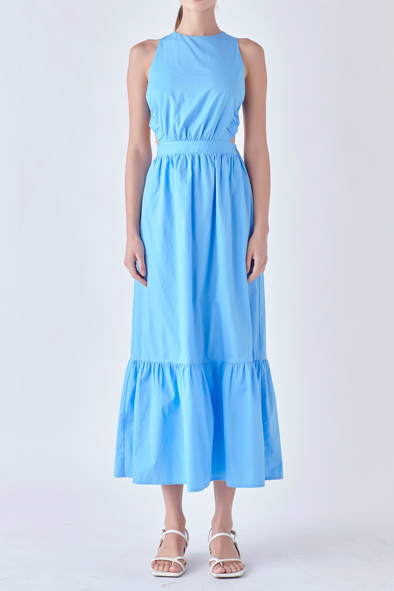 Elastic Detail Sleeveless Dress