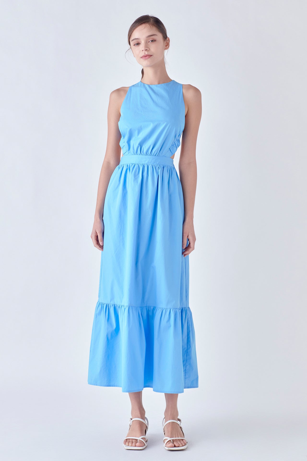 Elastic Detail Sleeveless Dress