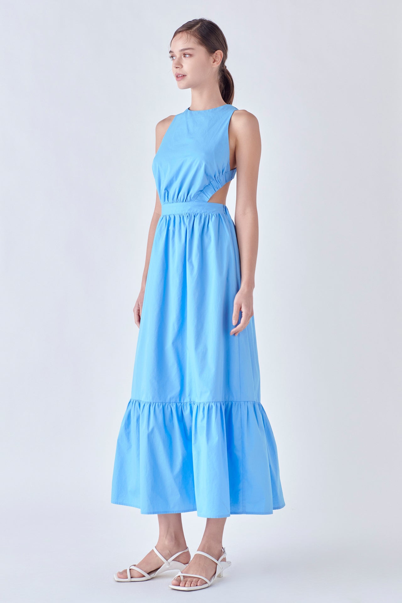 Elastic Detail Sleeveless Dress