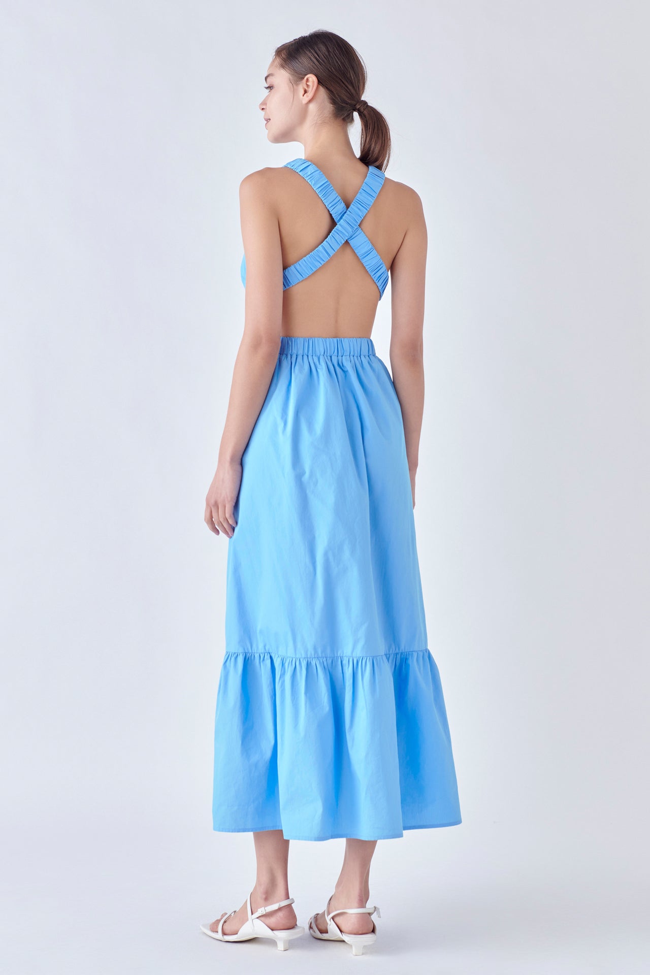 Elastic Detail Sleeveless Dress